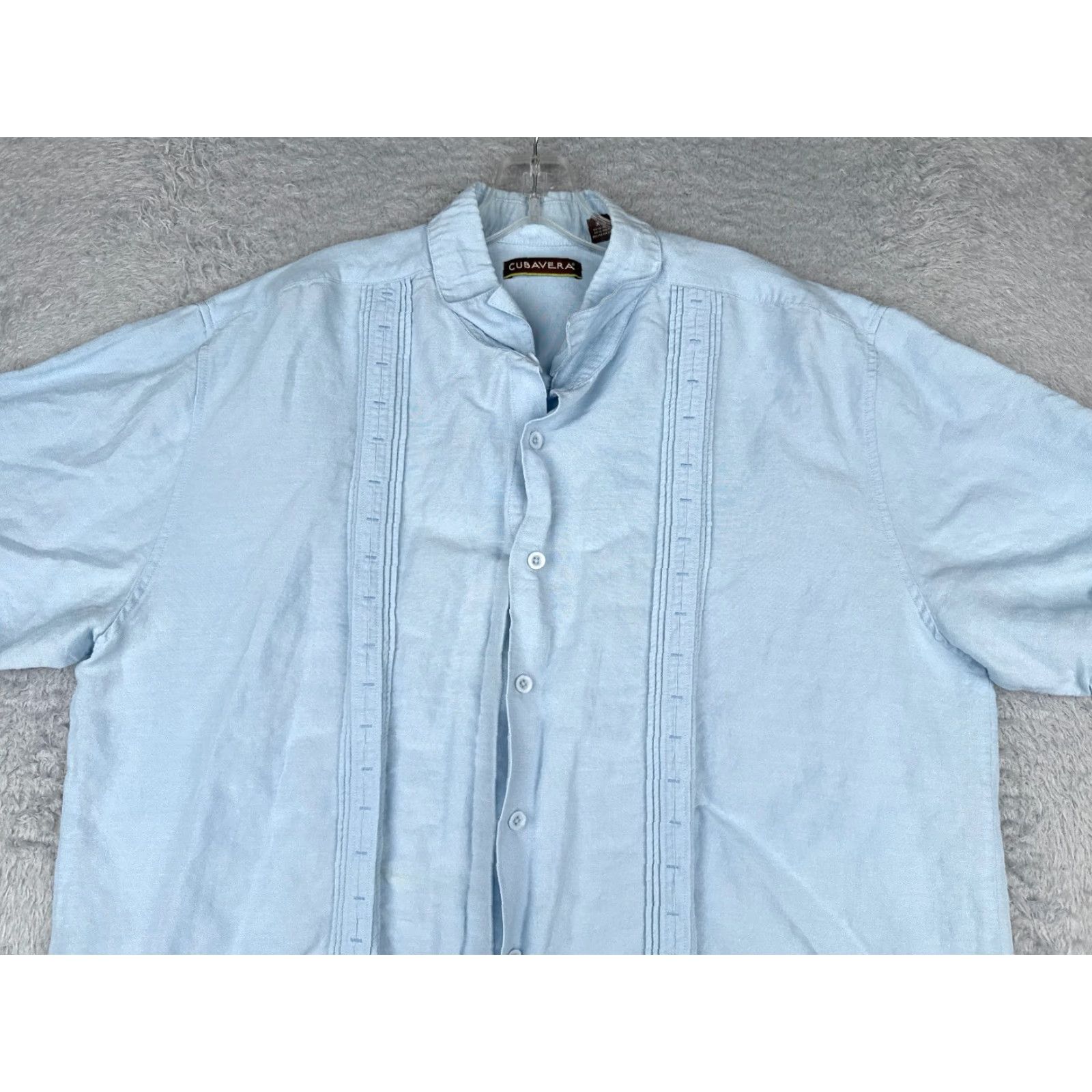 Cubavera Cubavera Shirt Men 2XL Blue Hawaiian Ramie Rayon Blend Short Sleeve Button-Up Casual, Party/Cocktail, Travel Aloha, Beach, Vacation, Resort Mens Size US XXL / EU 58 / 5 - 4 Thumbnail