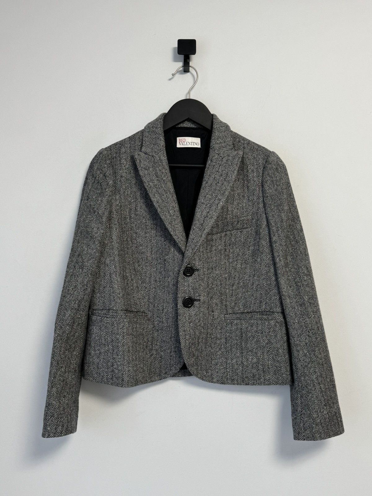 RED Valentino Red Valentino Cropped Blazer Jacket Grey Herringbone Size 44 Size M / US 6-8 / IT 42-44 - 1 Thumbnail