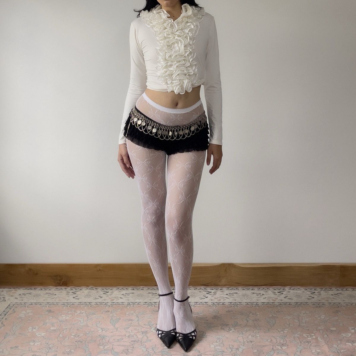 Other Vintage Y2K Off White Ruffle Blouse (S–L) Size L / US 10 / IT 46 - 6 Thumbnail