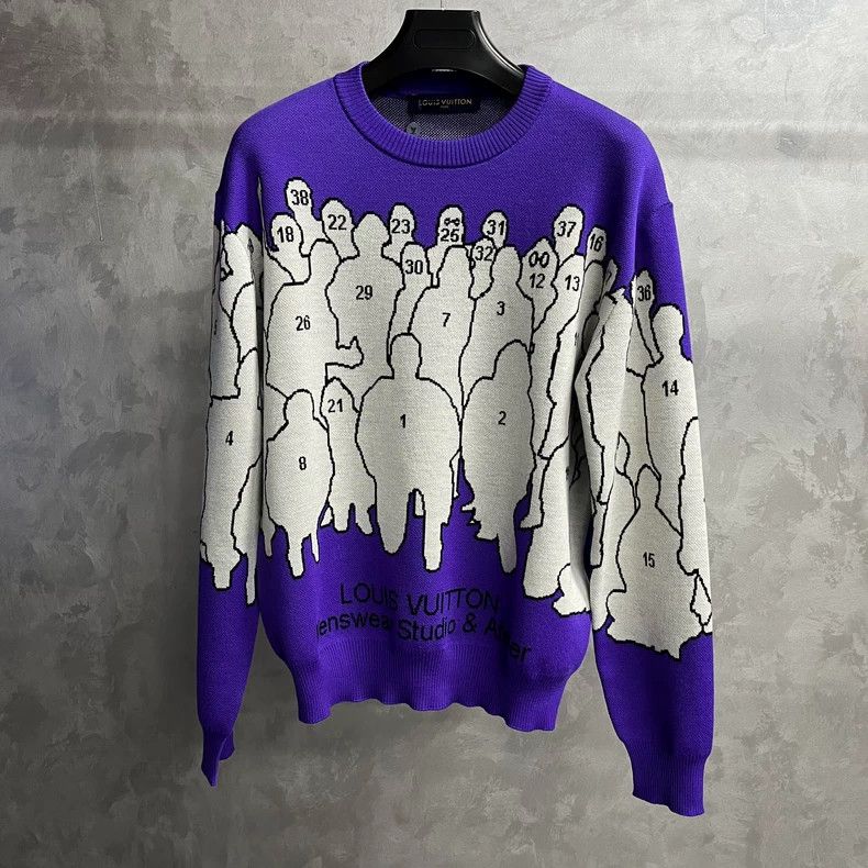 Louis Vuitton Louis Vuitton Purple stick figure logo jacquard cartoon tu Size US L / EU 52-54 / 3 - 1 Thumbnail