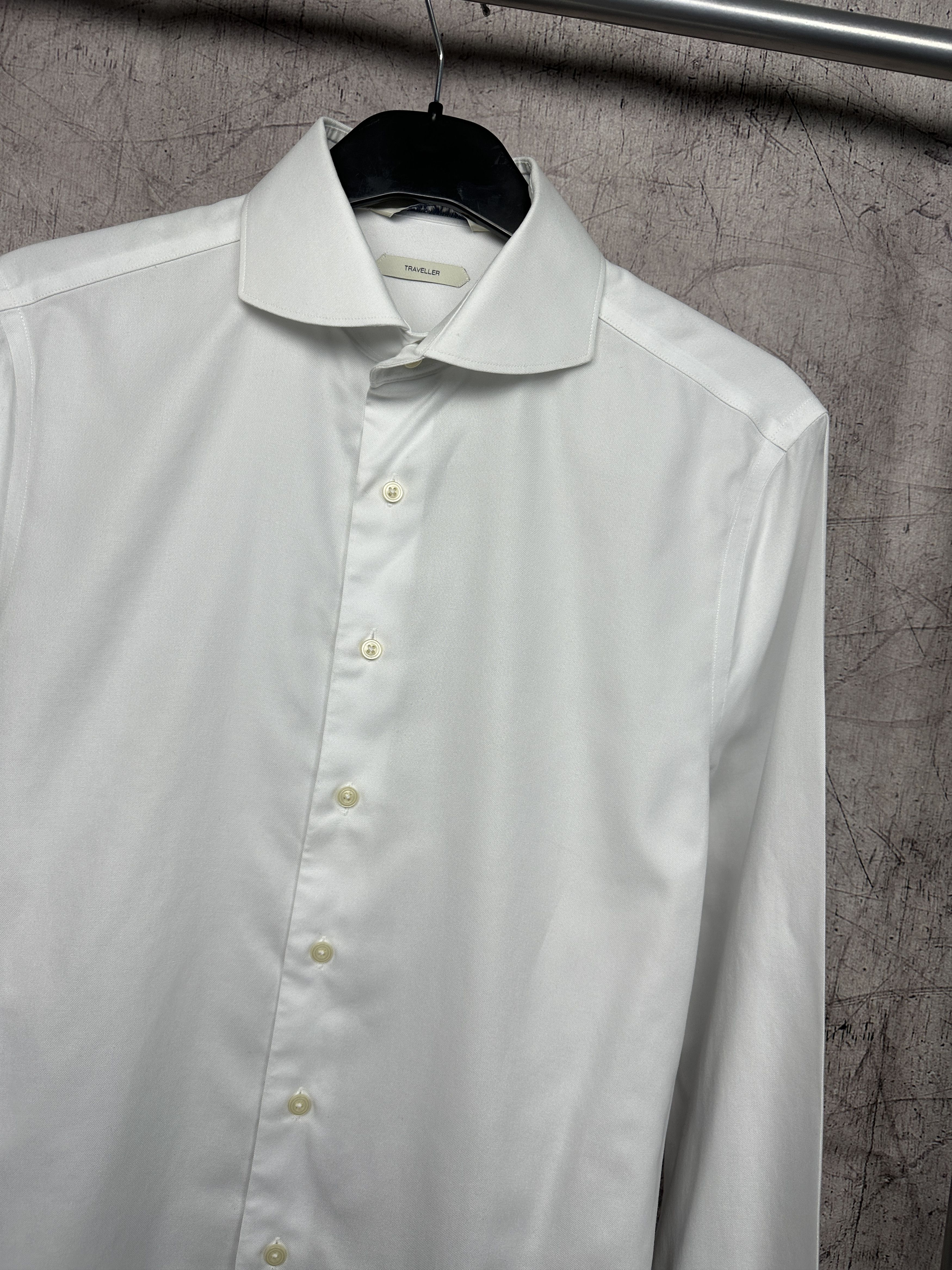 Suitsupply SuitSupply Traveller Mens White Dress Shirt Slim Fit Size US M / EU 48-50 / 2 - 2 Thumbnail