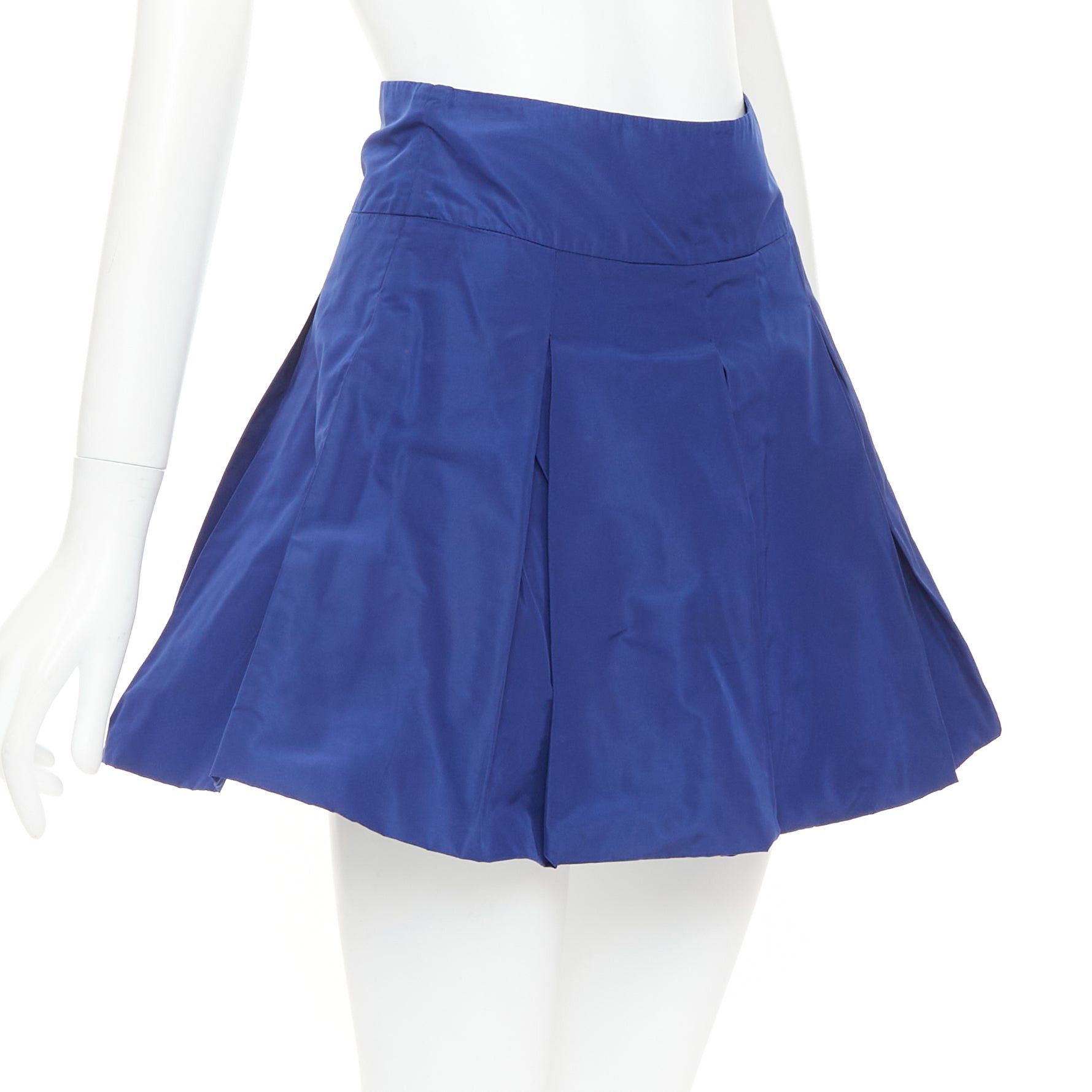 Miu Miu MIU MIU Vintage 2006 blue nylon box pleat A-line high waisted mini skirt IT38 XS Size 26" / US 2 / IT 38 - 1 Thumbnail