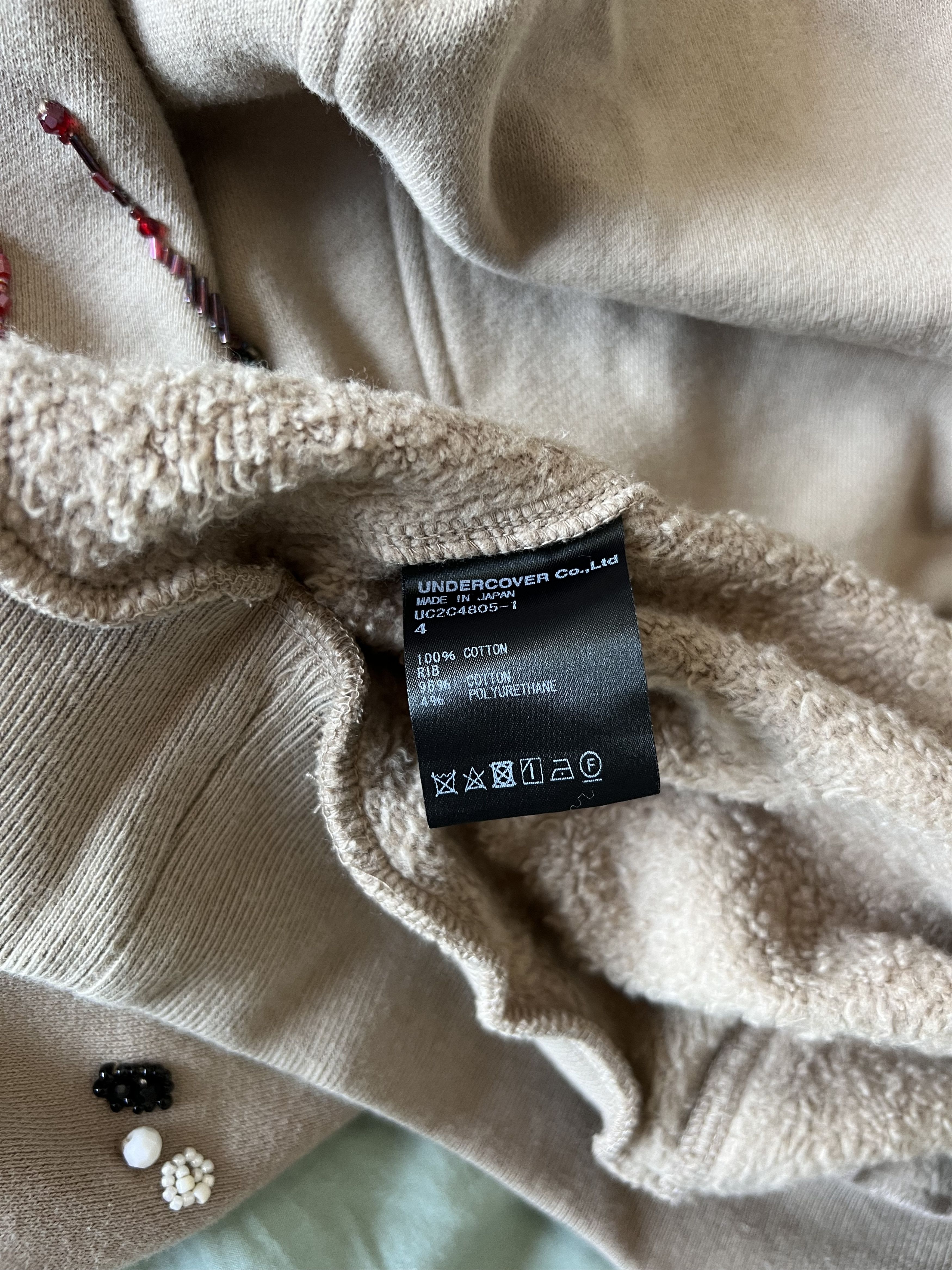 Undercover Undercover Beaded Paint Splatter Hoodie in Beige Size US XL / EU 56 / 4 - 10 Thumbnail