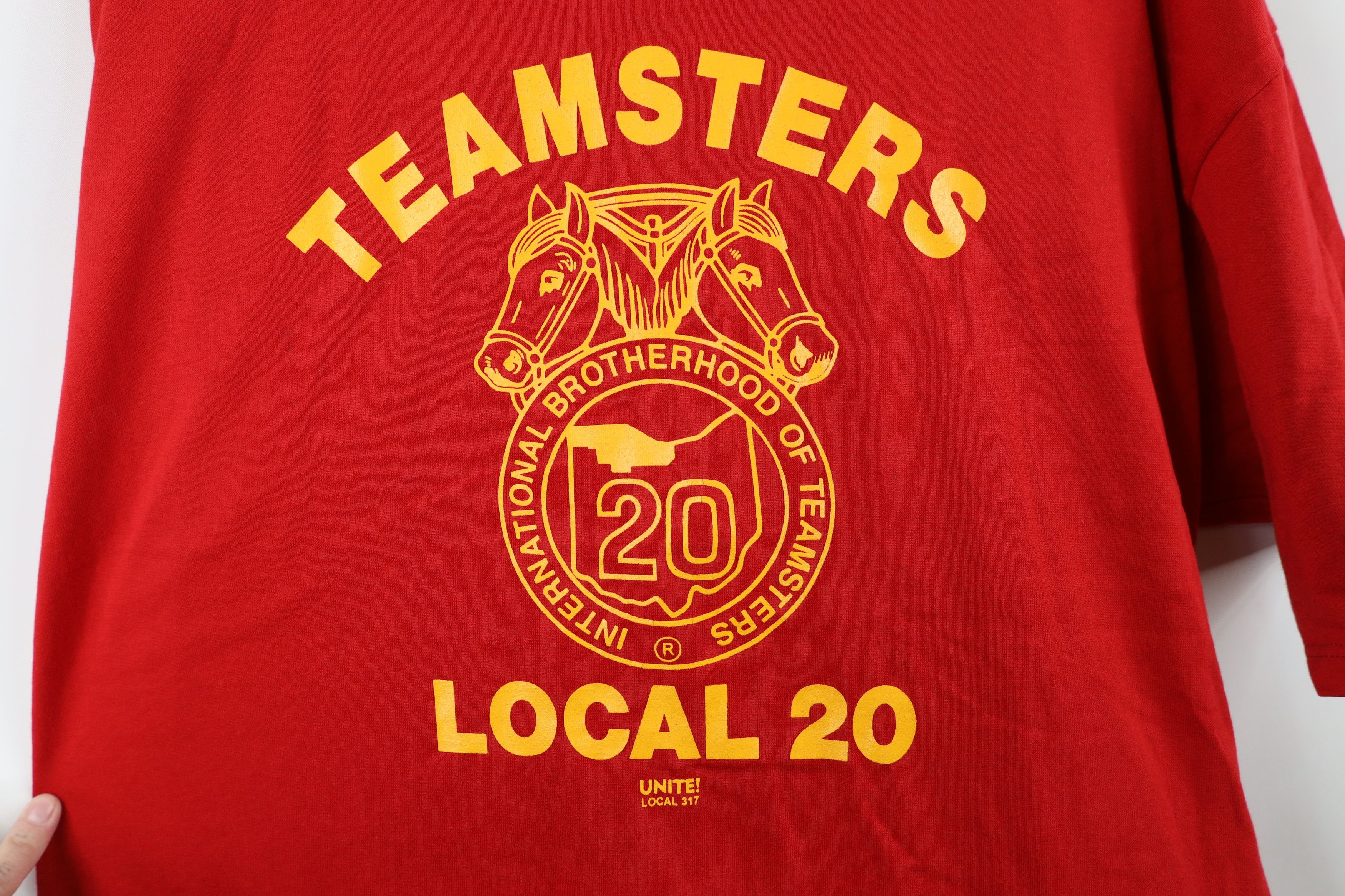 Vintage Vintage 90s Union Spell Teamsters Local 20 Union T-Shirt USA Size US XL / EU 56 / 4 - 4 Thumbnail