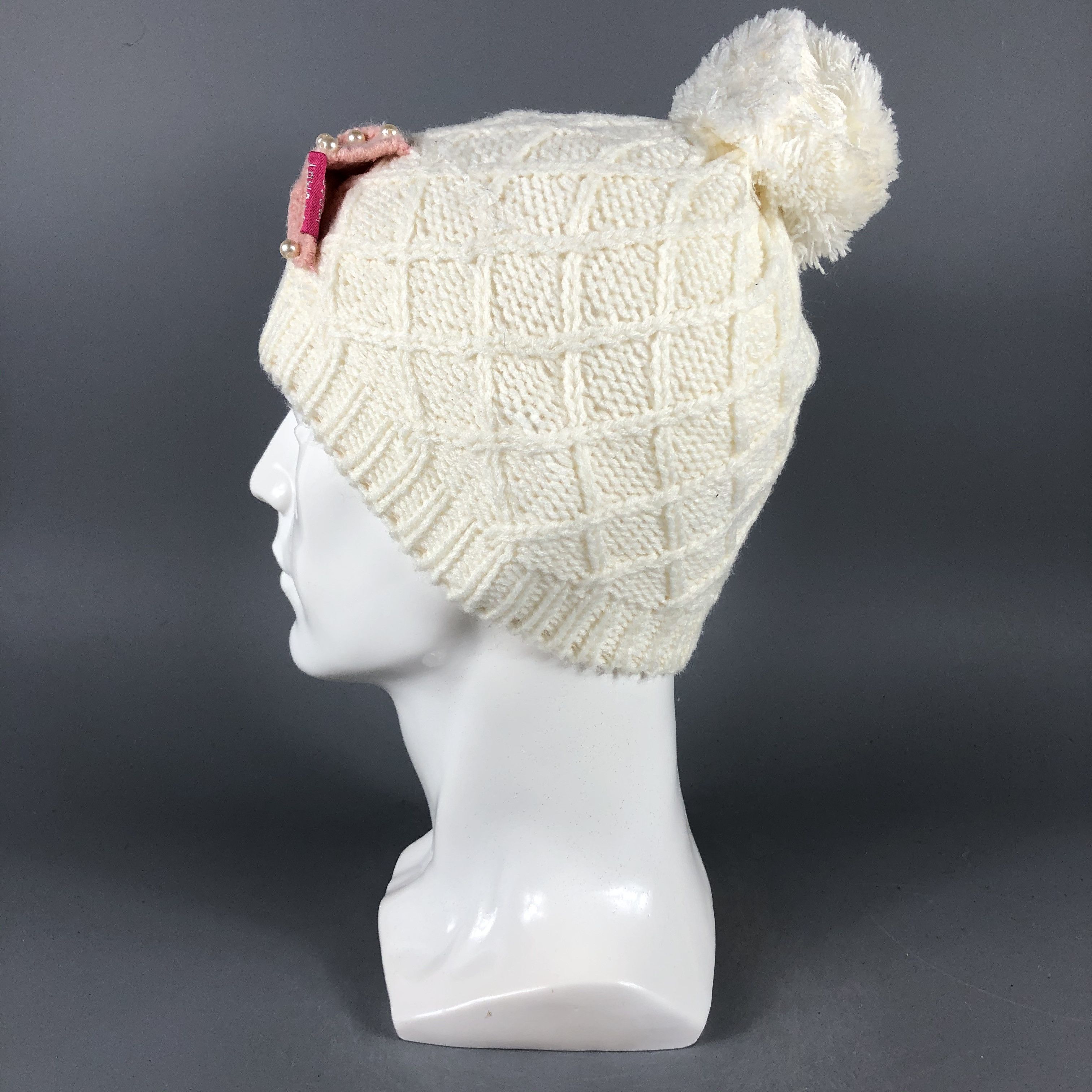 Aran Isles Knitwear × Vintage Womens Aran Isle PomPom Beanie Snow Hat Snow Cap -D819 Size ONE SIZE - 1 Thumbnail