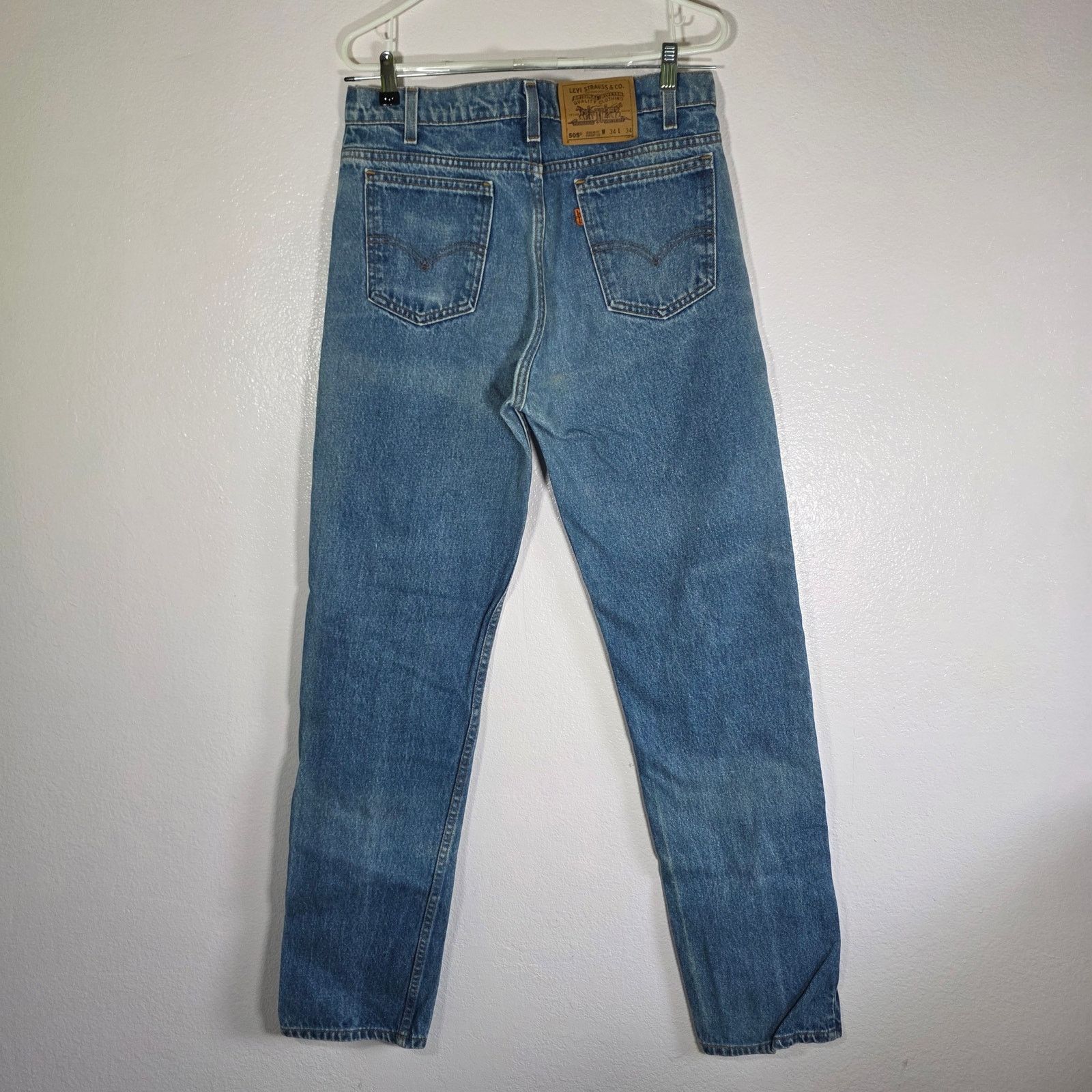 Levi's Levi’s 505 Regular Fit Straight Leg Jeans Men 34x34 Wash USA Size US 34 / EU 50 - 4 Thumbnail