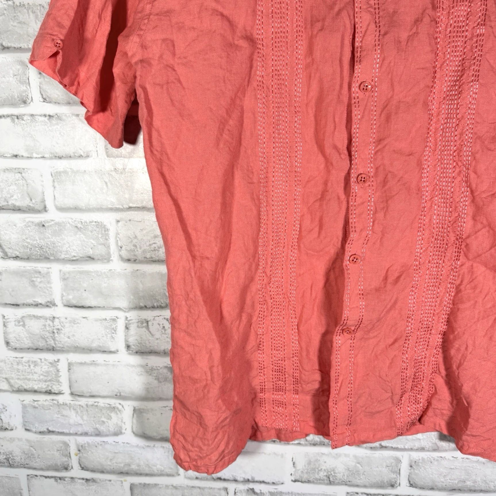 Pinko Bohio Shirt Mens Pink Linen Short Sleeve Button-Down Casual L Size US L / EU 52-54 / 3 - 3 Thumbnail