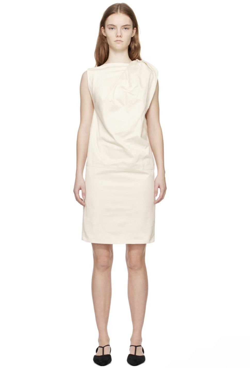 Toteme TOTEME Cotton Organic Linen Shoulder-Twist Midi Dress Size XS / US 0-2 / IT 36-38 - 1 Thumbnail
