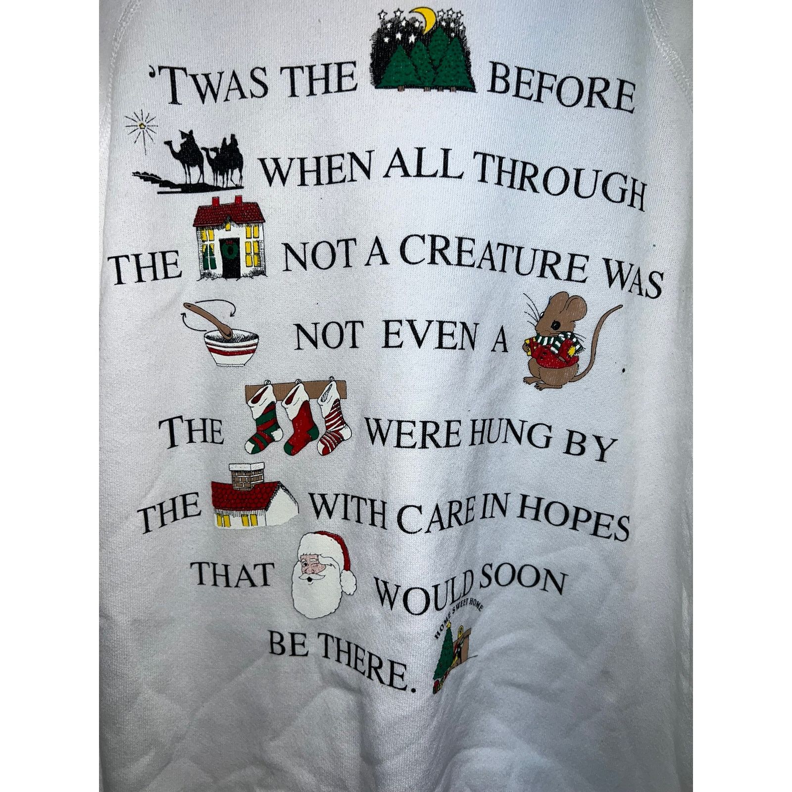 Hanes Vintage Christmas Sweatshirt Night Before Crewneck Medium 90 Size US M / EU 48-50 / 2 - 3 Thumbnail