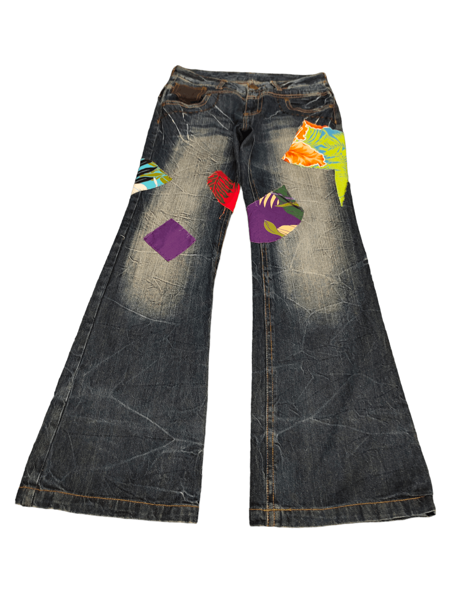 If Six Was Nine Flare Jeans Japan Patchwork Faded Boot Cut Y2k Lgb Size US 29 - 2 Thumbnail