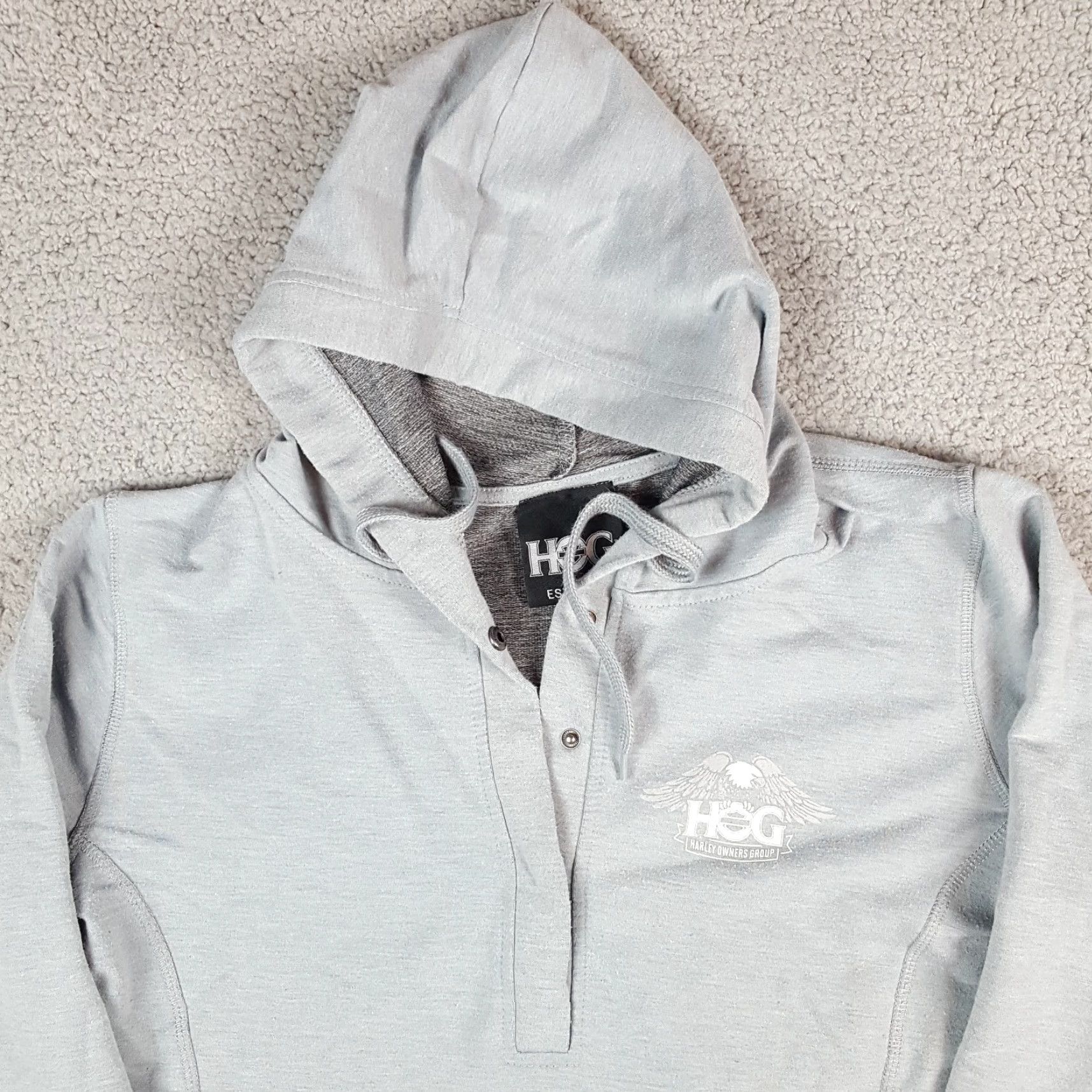Harley Davidson VINTAGE Harley-Davidson Motorcycles HOG Hoodie Biker Size L Pullover Hooded Sweatshirt Blue 90s Grunge Mens Womens Unisex Adults Graphic Print Hooded Size US L / EU 52-54 / 3 - 2 Thumbnail
