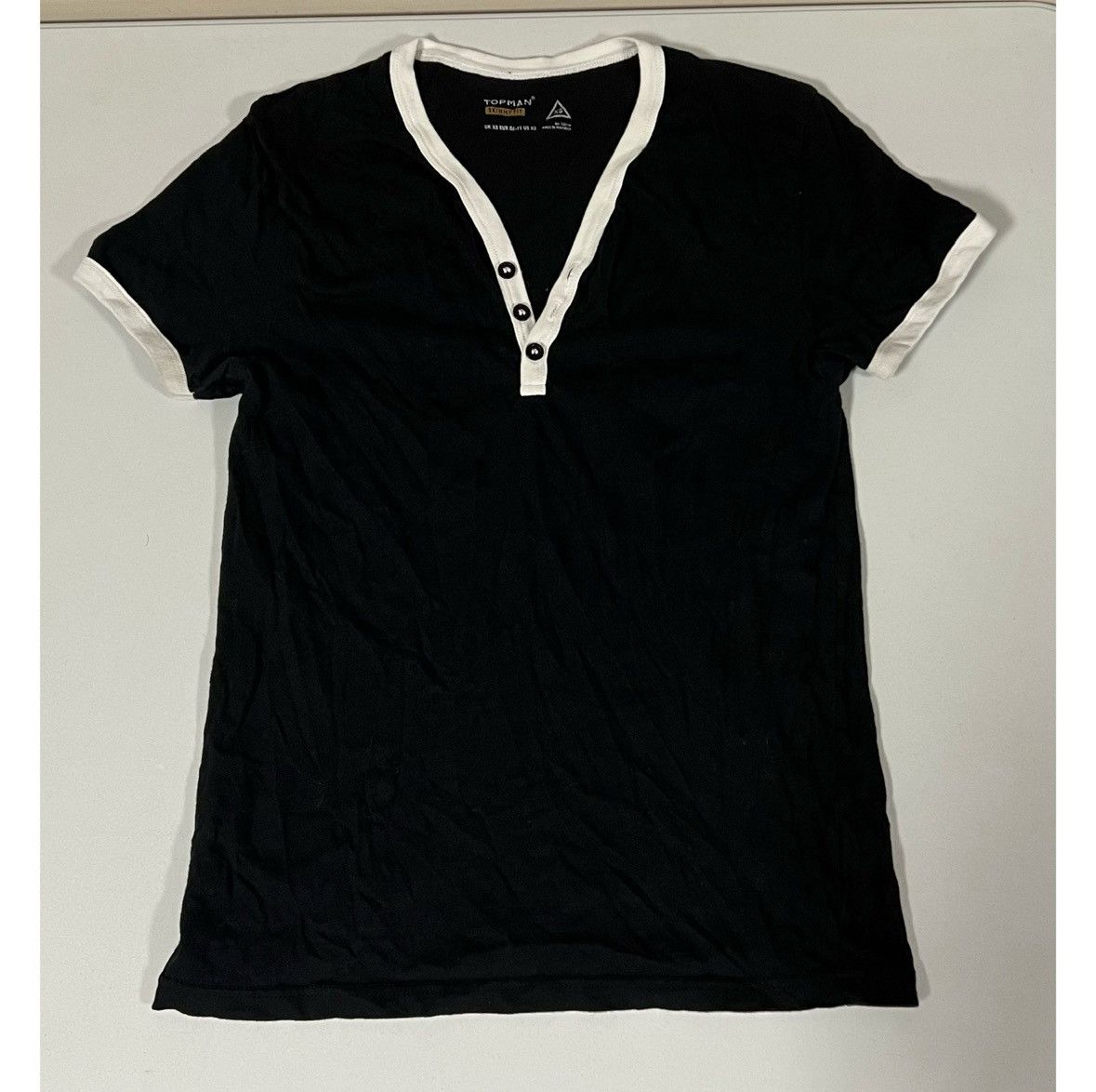 Topman Topman Black White Short Sleeve Henley Shirt Top Tee Size XS Size US XS / EU 42 / 0 - 2 Thumbnail