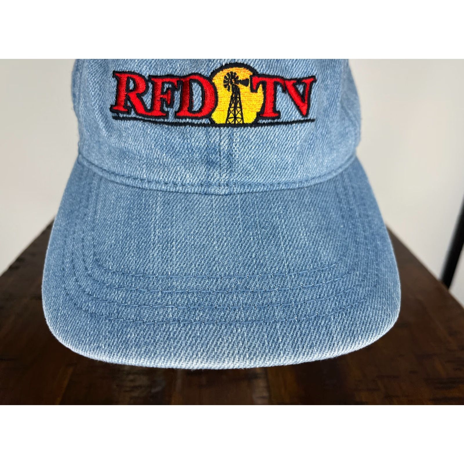 Vintage Otto Hat Cap Baseball Cap Adjustable One Size Blue Denim Look 100% Cotton Adults Men RFD-TV News Theme Outdoor TV Baseball Mens Size ONE SIZE - 3 Thumbnail