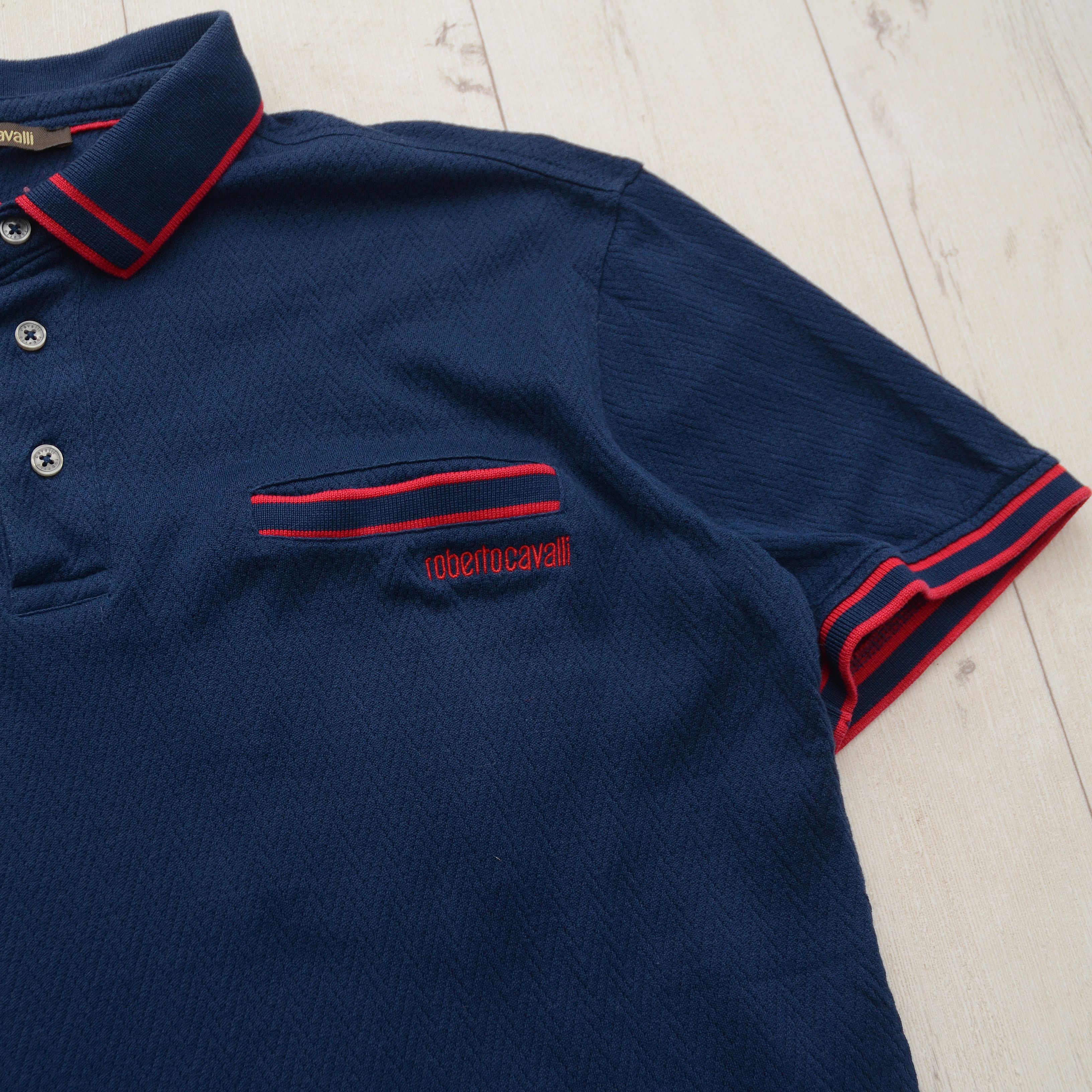 Roberto Cavalli Roberto Cavalli Embroidered Logo Knit Polo in Navy Size M Size US M / EU 48-50 / 2 - 4 Thumbnail