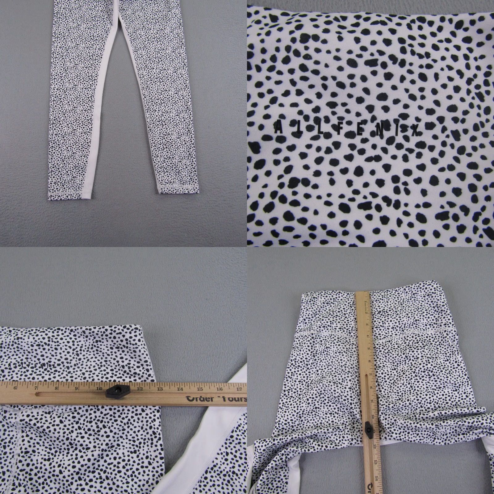 Vintage Allfenix Leggings Womens Small White Black Spots Athletic Pants High Waist Gym Size 28" / US 6 / IT 42 - 8 Thumbnail