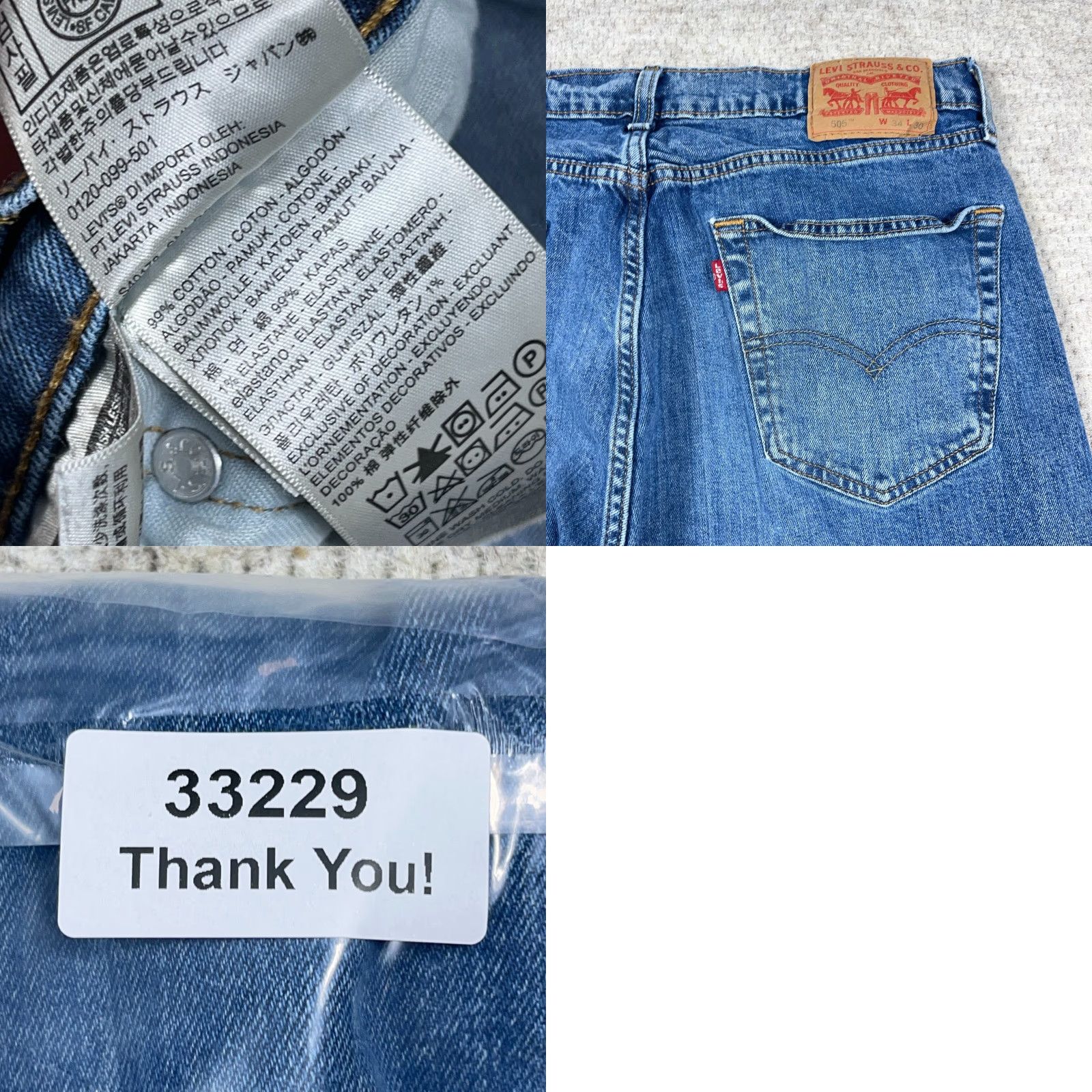 Levi's Levi's 505 Jeans Mens 34x30 Regular Straight Denim Blue Medium Wash 5-Pocket Zip Button Logo Regular Fit A29 Size US 38 / EU 54 - 9 Thumbnail