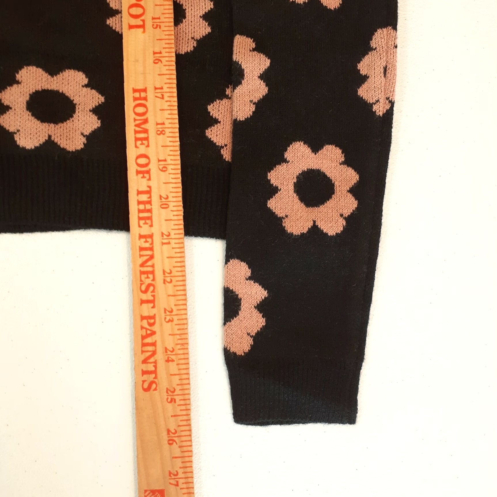 Vintage VINTAGE Coincidence & Chance Floral Knit Sweater Long Sleeve Small Black Acrylic Womens Pullover Round Neck Casual Size S / US 4 / IT 40 - 4 Thumbnail