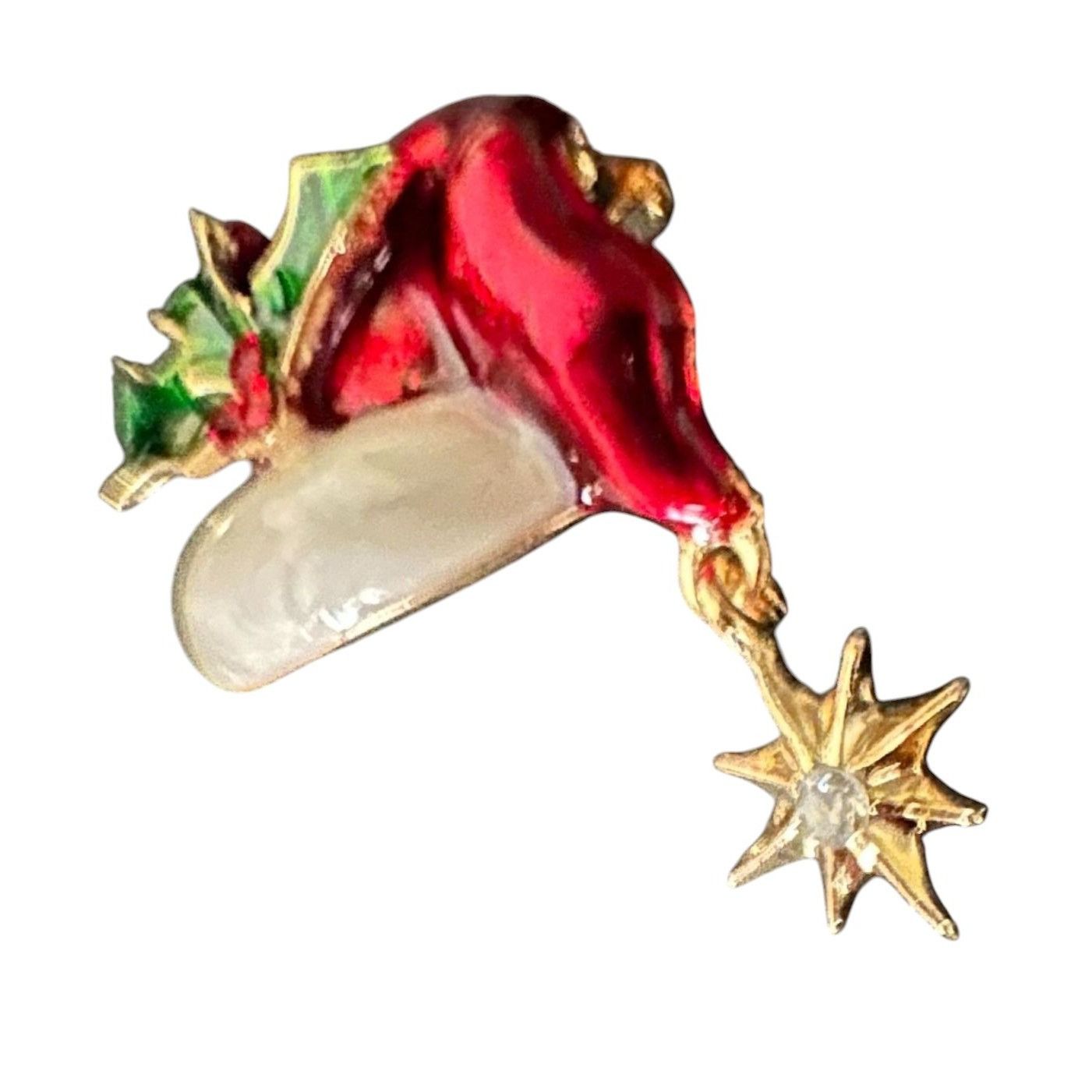Handmade Santa Hat Brooch Pin Whimsical New Christmas Dangle Star Ho Size ONE SIZE - 3 Thumbnail
