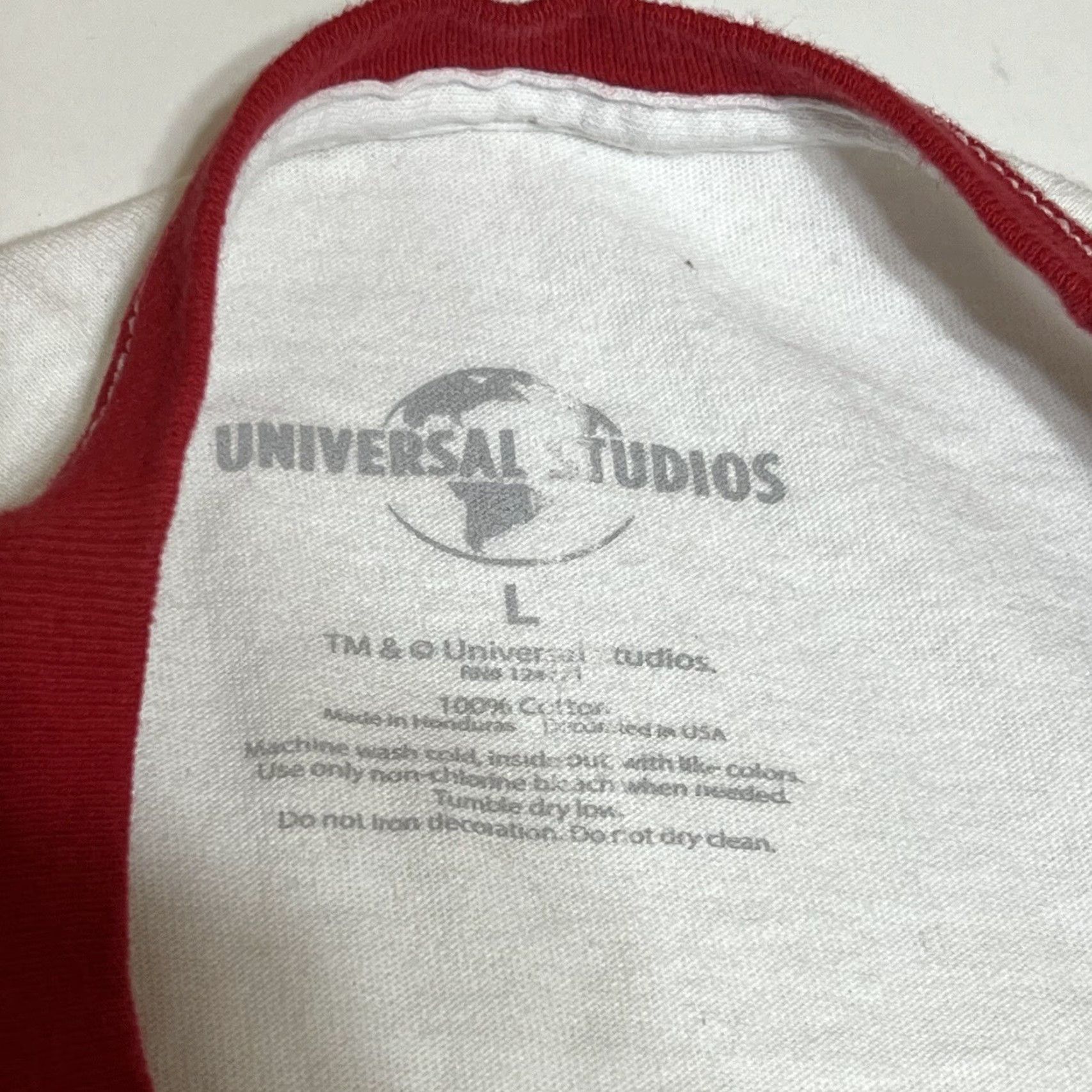Vintage Universal Studios Love Is Universal T-Shirt Men's Large Ringer Graphic White Red Size US L / EU 52-54 / 3 - 7 Thumbnail