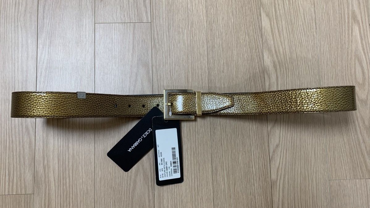Dolce & Gabbana Dolce & Gabbana FW 2007 Gold Metallic Belt Size 38 - 5 Thumbnail