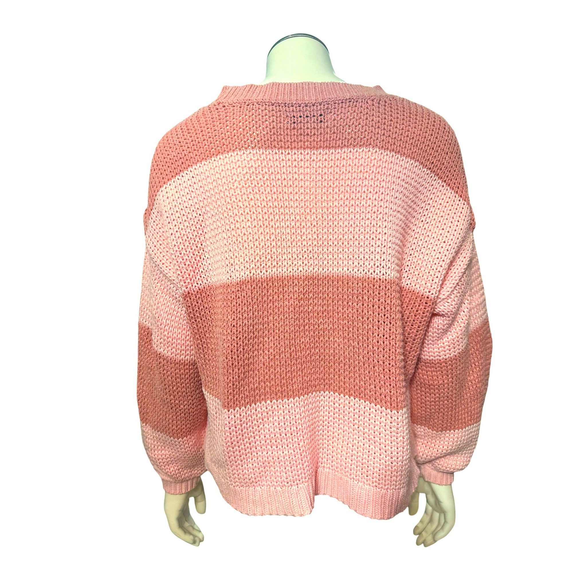 American Eagle Outfitters American Eagle Striped Knit Long Sleeve Sweater Pink Brown C Size S / US 4 / IT 40 - 3 Thumbnail