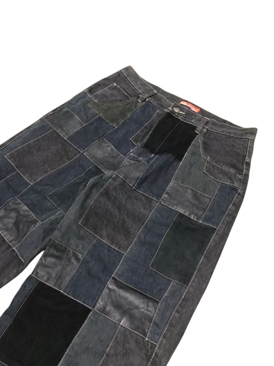 Japanese Brand RARE🔥🔥 Mallgoth Davoucci Patchwork Skate Baggy Jeans Size US 38 / EU 54 - 3 Thumbnail