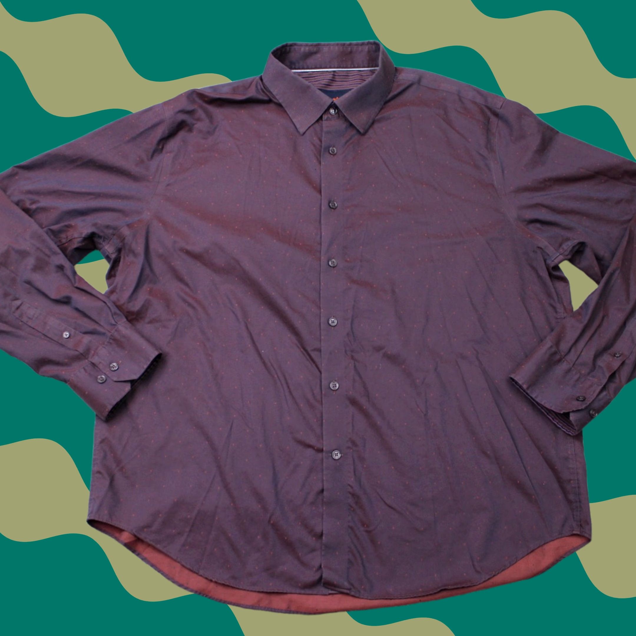 Egara Egara Shirt Mens 2XL XXL Red Geometric Slim Fit Stretch Non-Iron Long Sleeve Shirt Size US XXL / EU 58 / 5 - 1 Thumbnail