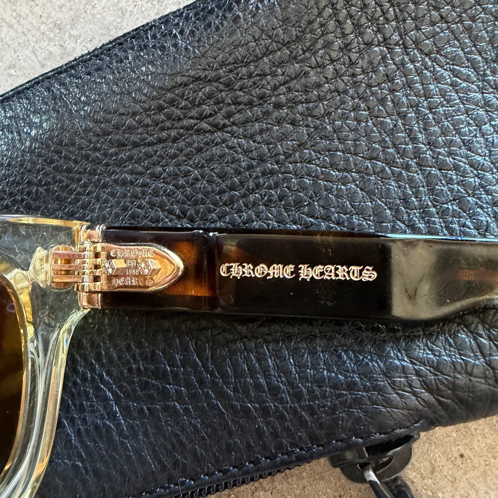 Chrome Hearts Chrome Hearts Dick Fitzener 18K Plated Tortoise Glasses Size ONE SIZE - 17 Thumbnail
