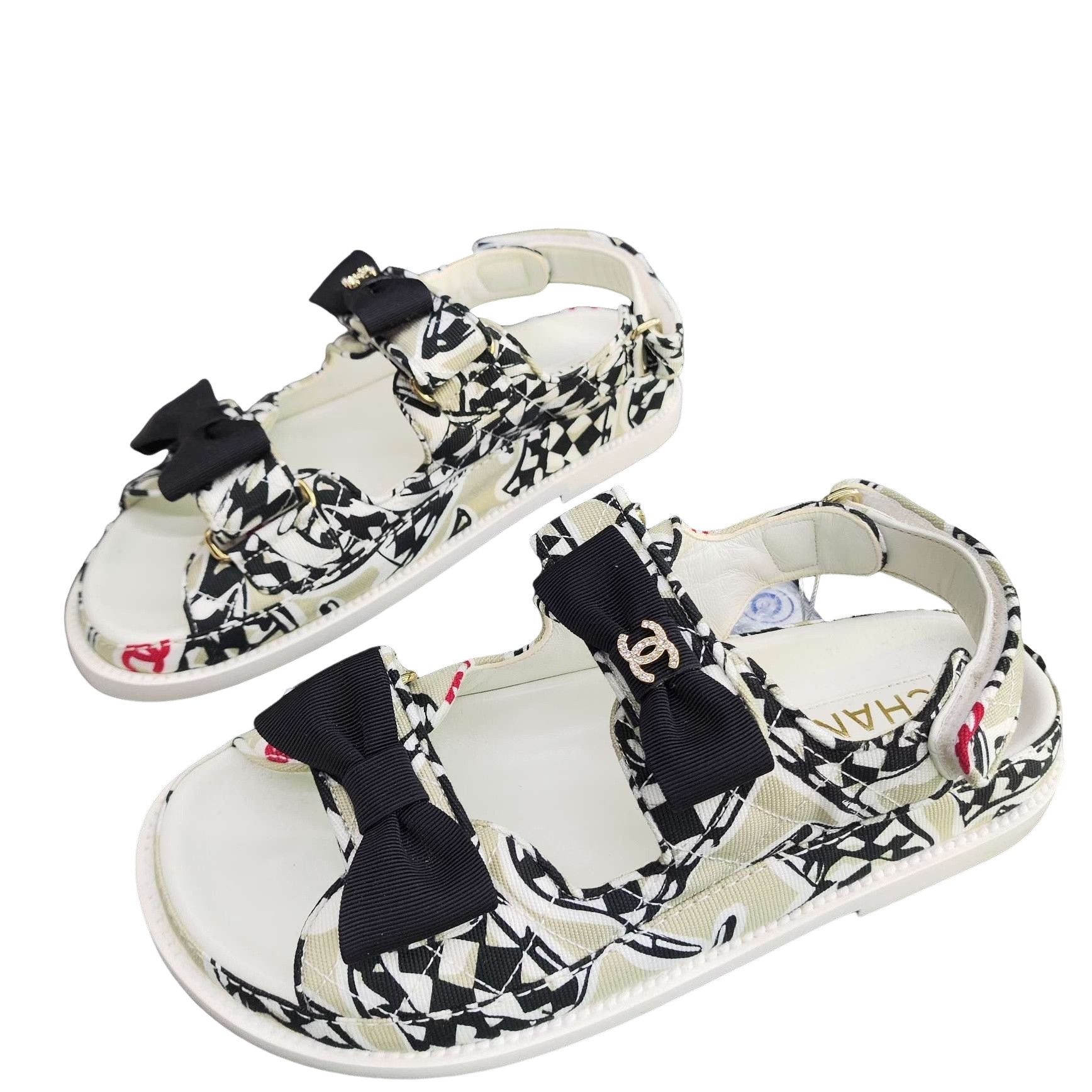 Chanel Chanel Patterned Bow Detail Dad Sandals Size 36.5 Size US 6.5 / IT 36.5 - 1 Thumbnail