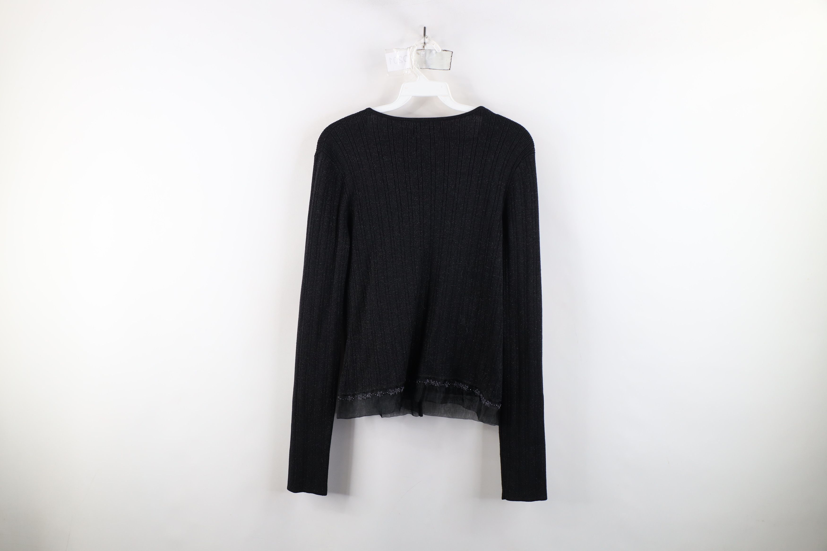 Vintage Vintage 90s Cache Flower Lace Ribbed Knit Cardigan Sweater Size M / US 6-8 / IT 42-44 - 11 Thumbnail