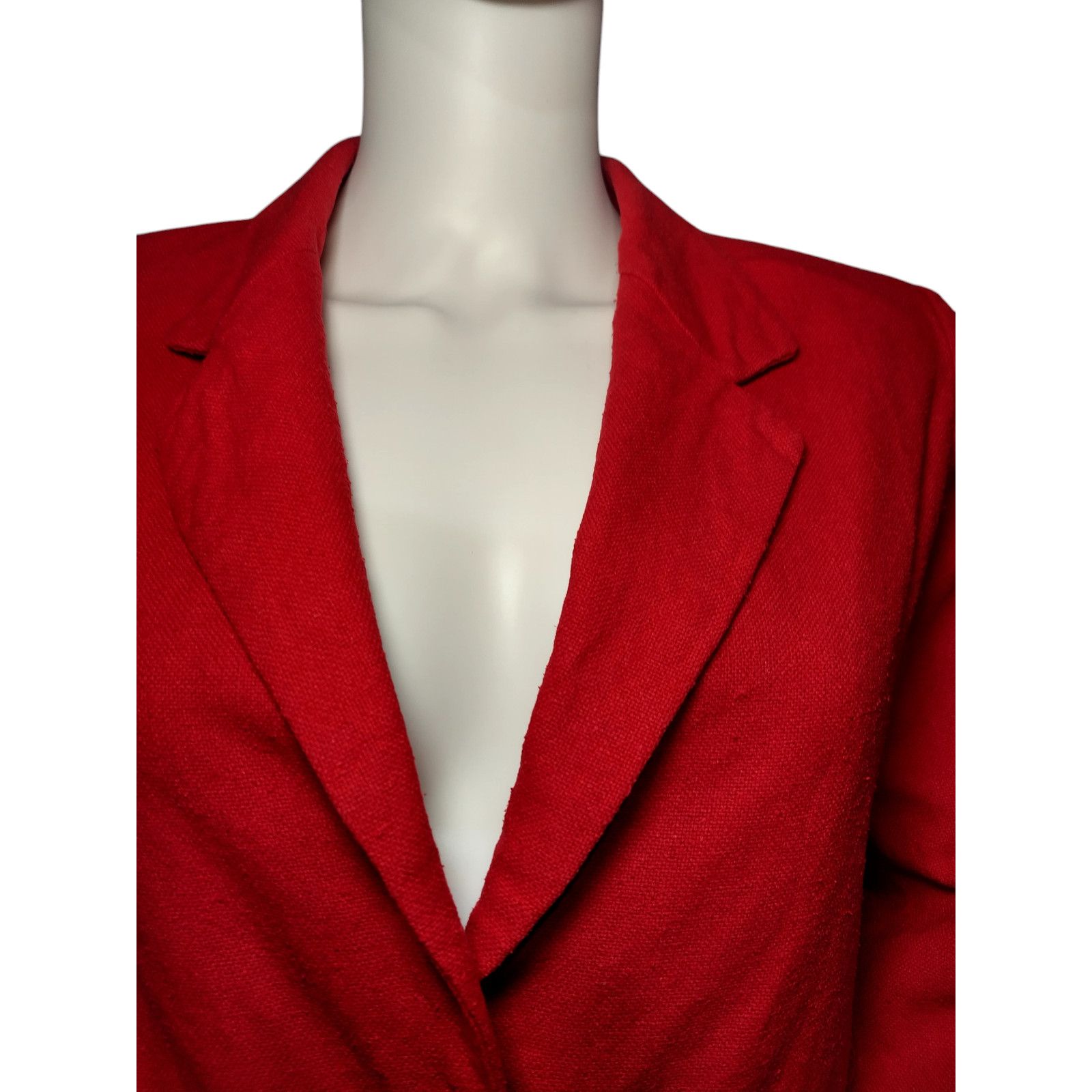 Bloomingdale's Bloomingdales Linen Blazer Jacket Shoulder Pads Red Size PM Size M / US 6-8 / IT 42-44 - 2 Thumbnail