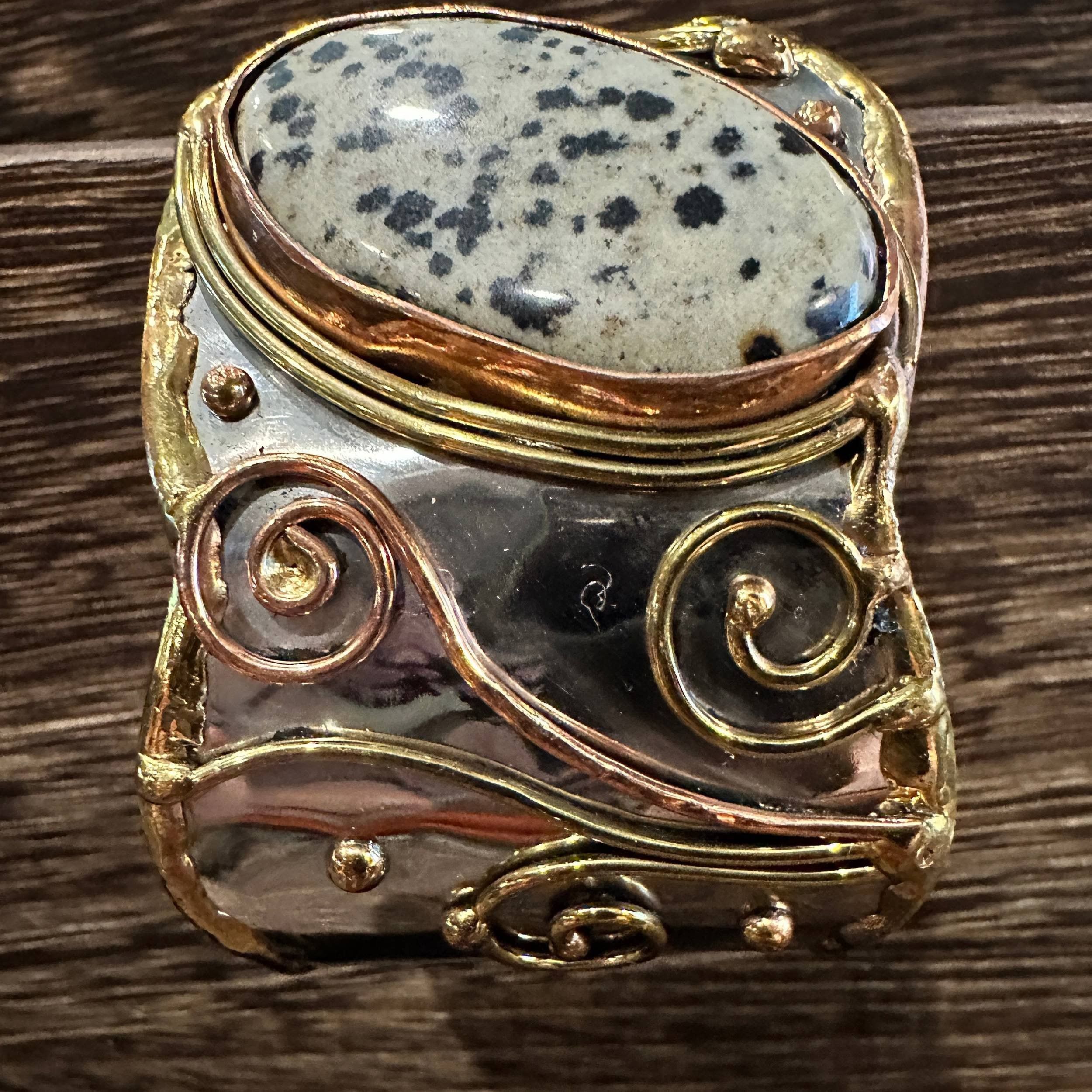 Other Unique Adjustable Cuff Bracelet with Dalmation Jasper and Mi Size ONE SIZE - 9 Thumbnail