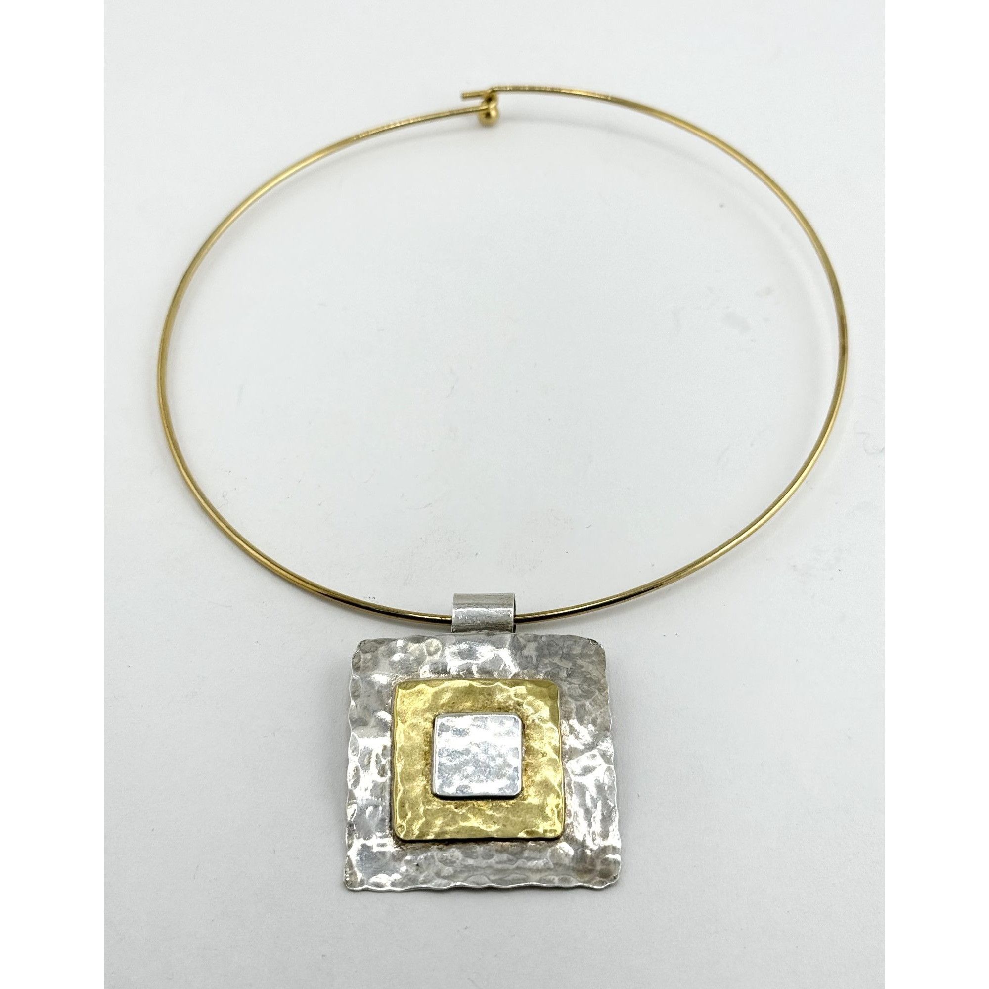 Vintage Vintage geometric modernist two tone pendant collar necklace Size ONE SIZE - 2 Thumbnail