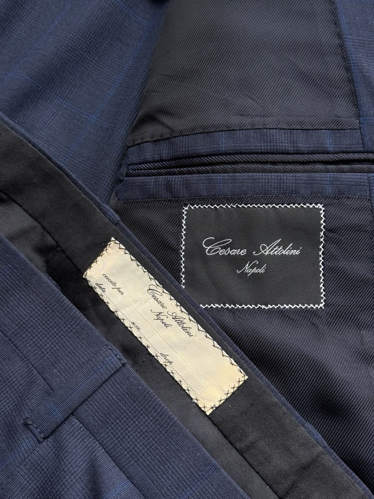 Cesare Attolini Cesare Attolini 3-Button Navy Suit Wool Mohair IT 56 Drop 7R Size 46R - 12 Thumbnail