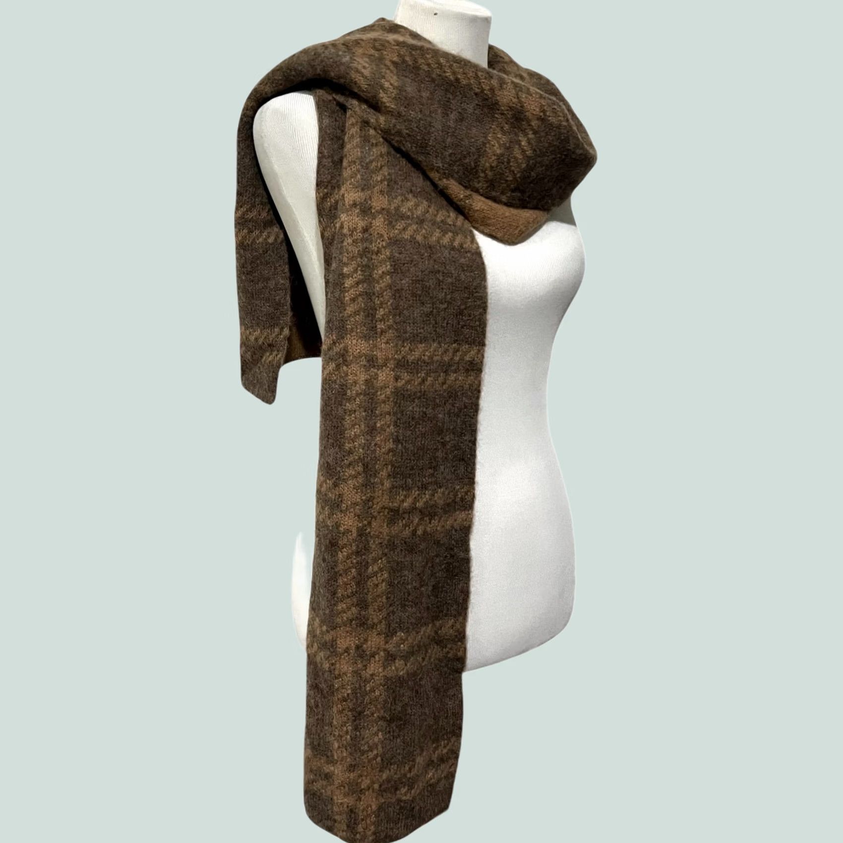 Everlane Everlane Alpaca Blend Plaid Winter Scarf Tan Brown Soft Cozy Warm 80x15” Womens Scarf Size ONE SIZE - 1 Thumbnail