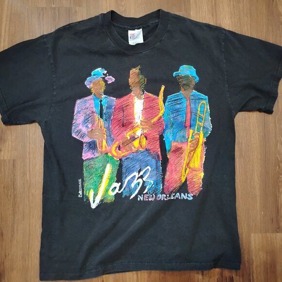 Hanes Vintage Jazz New Orleans Illustration T-Shirt Size US L / EU 52-54 / 3 - 2 Thumbnail