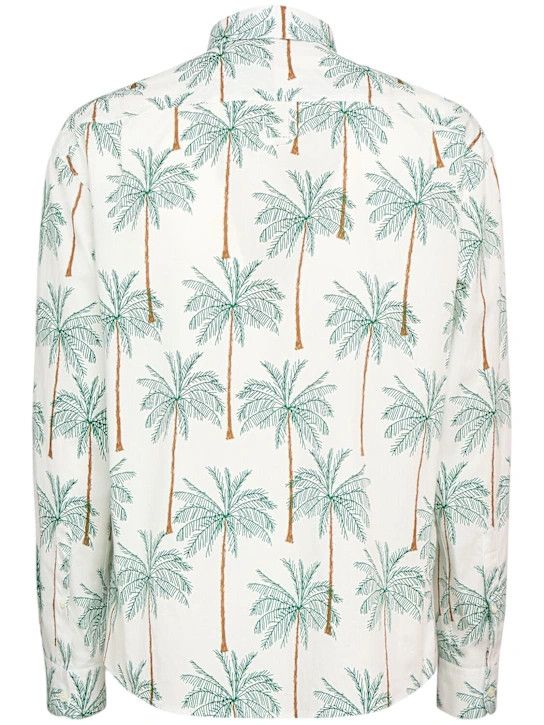 Jacquemus o1lsvrm0425 Simon Printed Cotton Shirt in Print Palmtrees Size US M / EU 48-50 / 2 - 2 Thumbnail