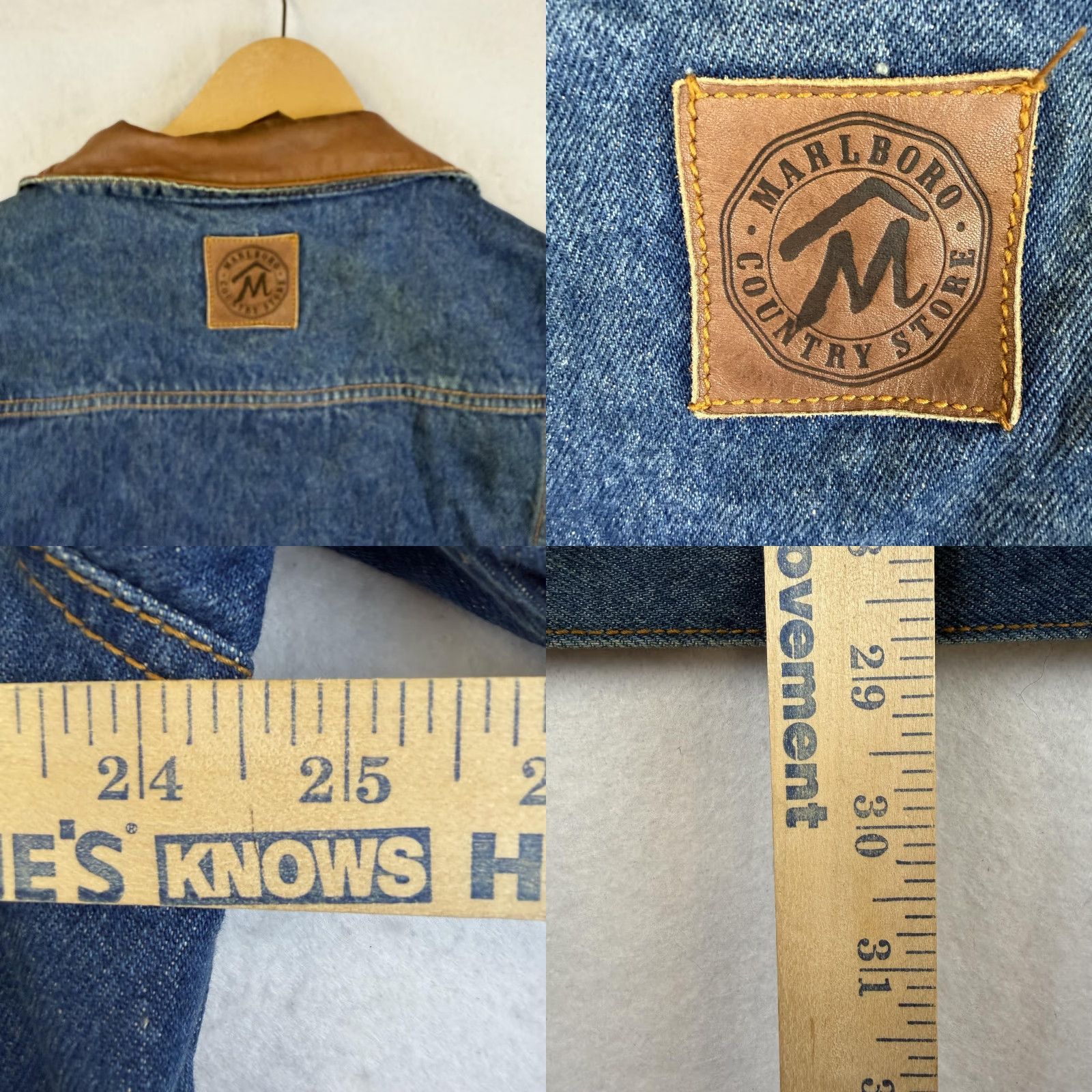 Marlboro VINTAGE Marlboro Jacket Mens XL Denim Leather Collar 90s Blue Bomber Shirt? Size US XL / EU 56 / 4 - 9 Thumbnail