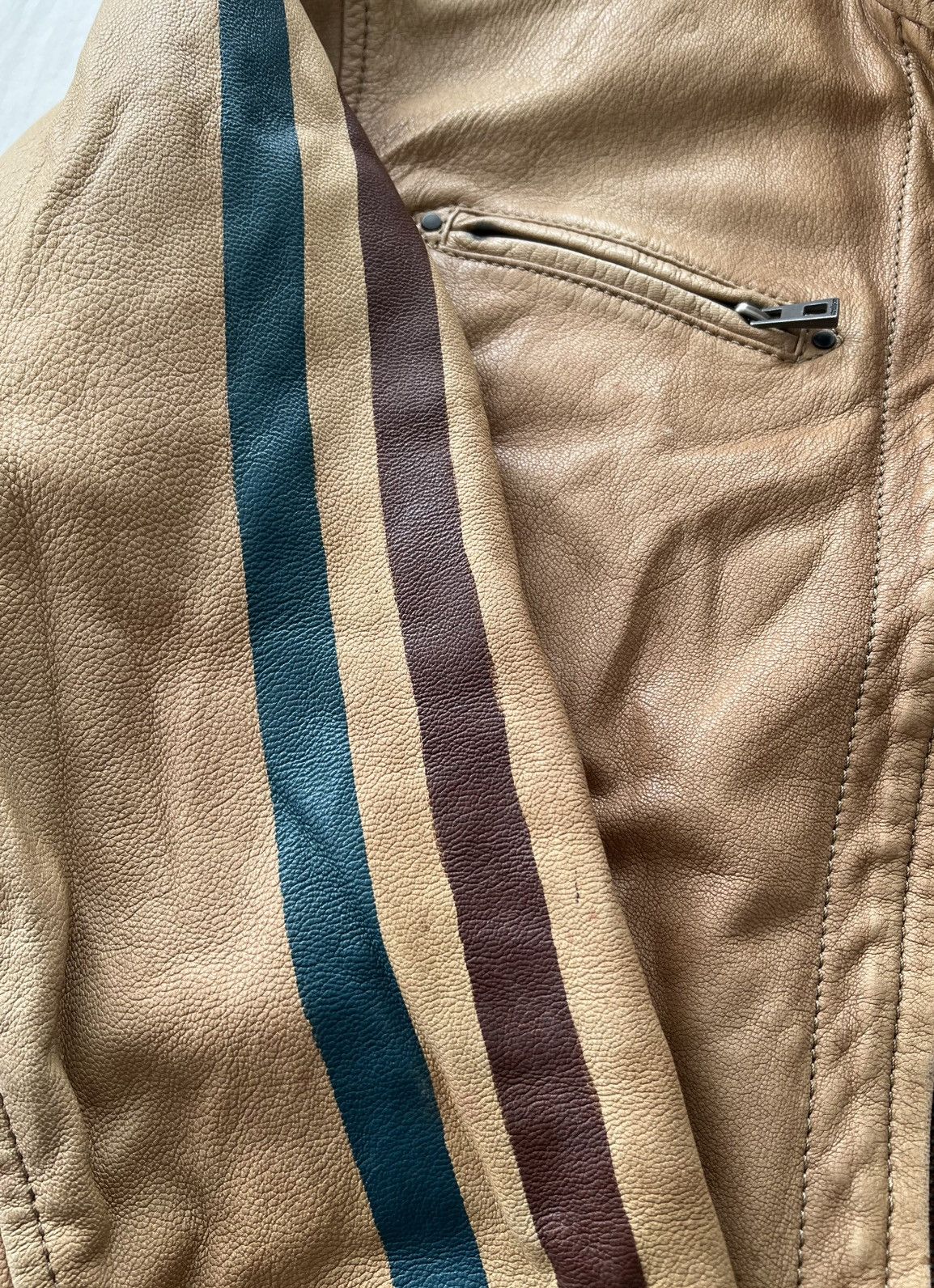 Strellson Strellson Moto Racing Faded Leather Jacket Sz 52 Size US L / EU 52-54 / 3 - 13 Thumbnail