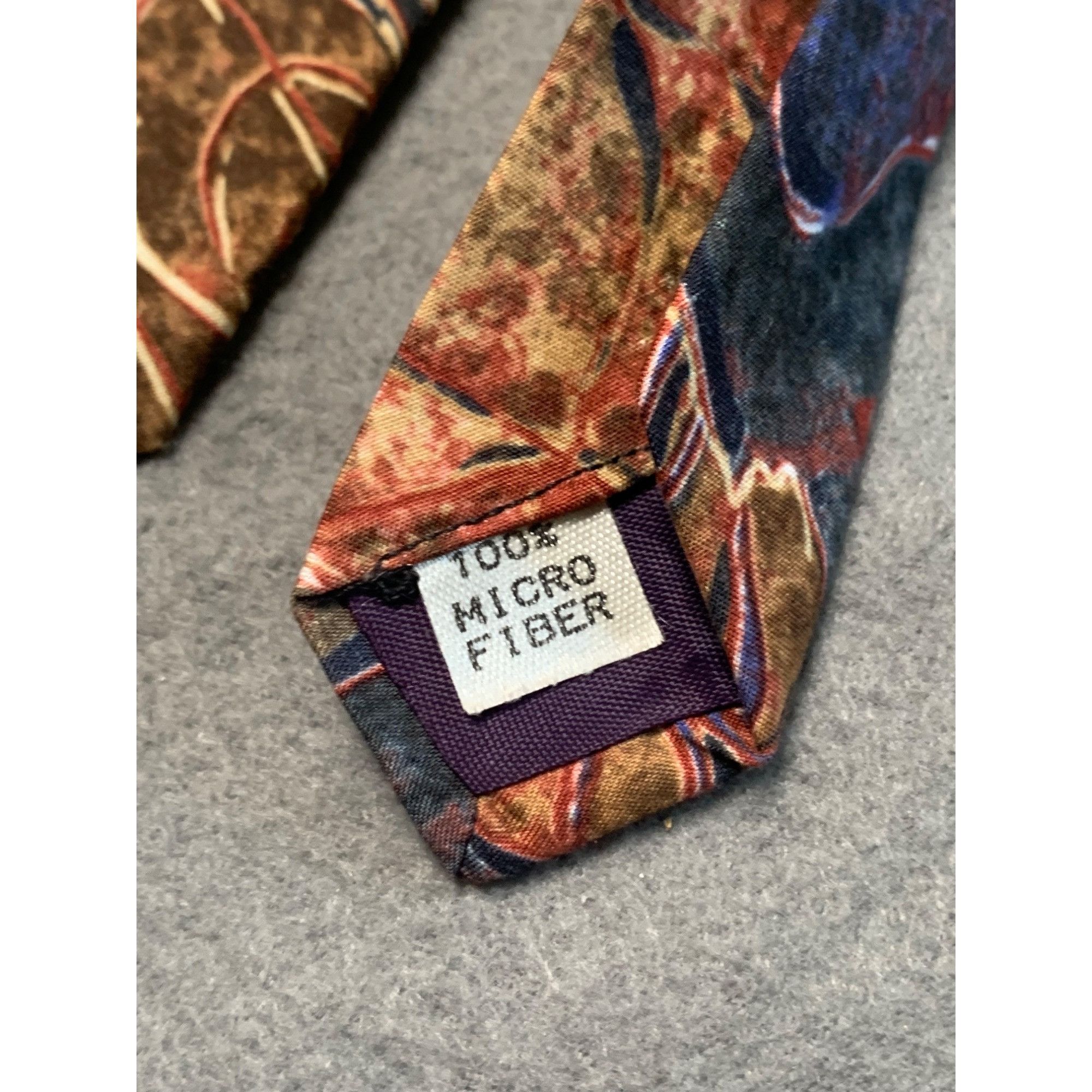 Adams Row Adams Row Mens Tie Microfiber Red Brown Leaf Pattern Necktie Size ONE SIZE - 4 Thumbnail