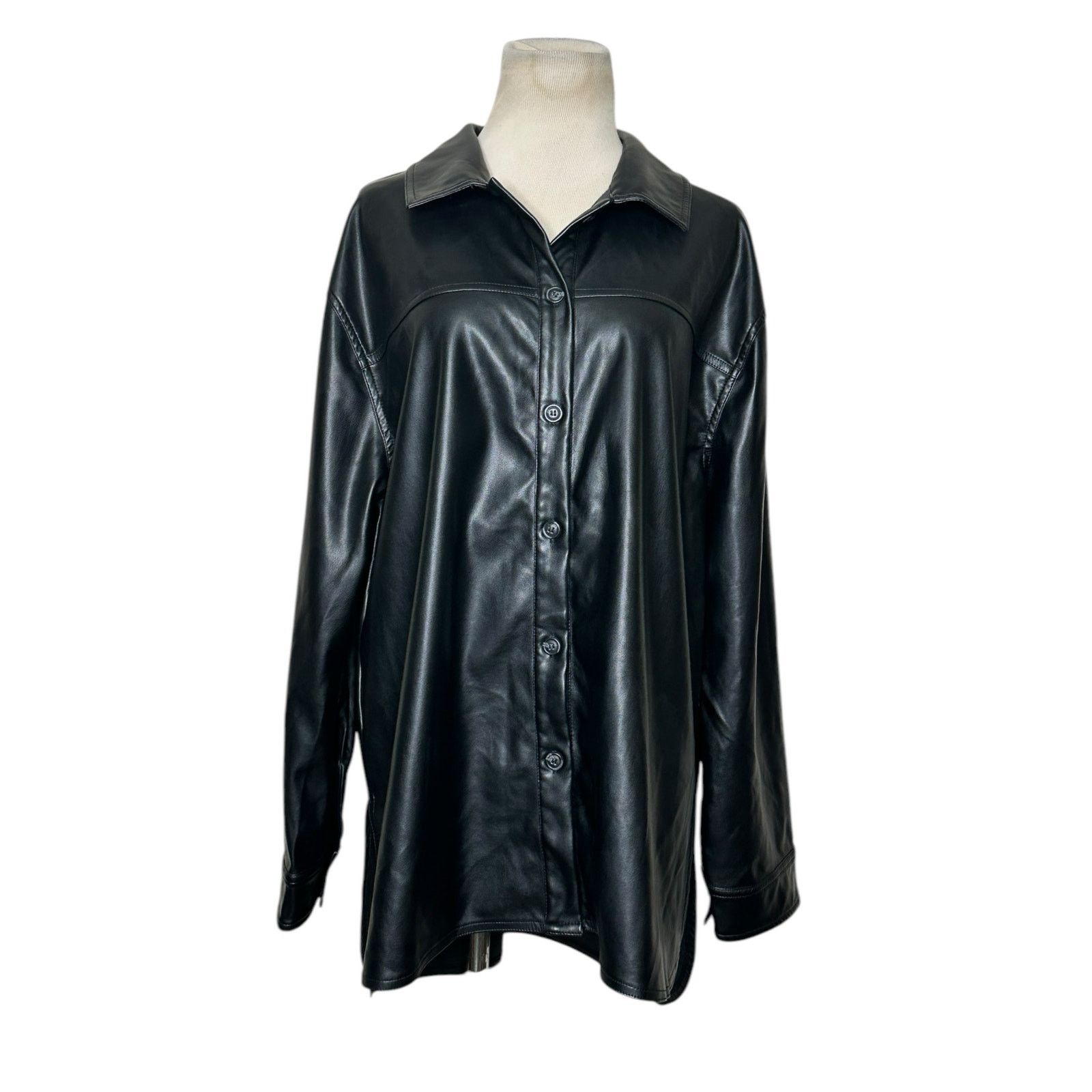 Laundry by Shelli Segal Laundry faux leather buttoned shacket size large Size L / US 10 / IT 46 - 1 Thumbnail