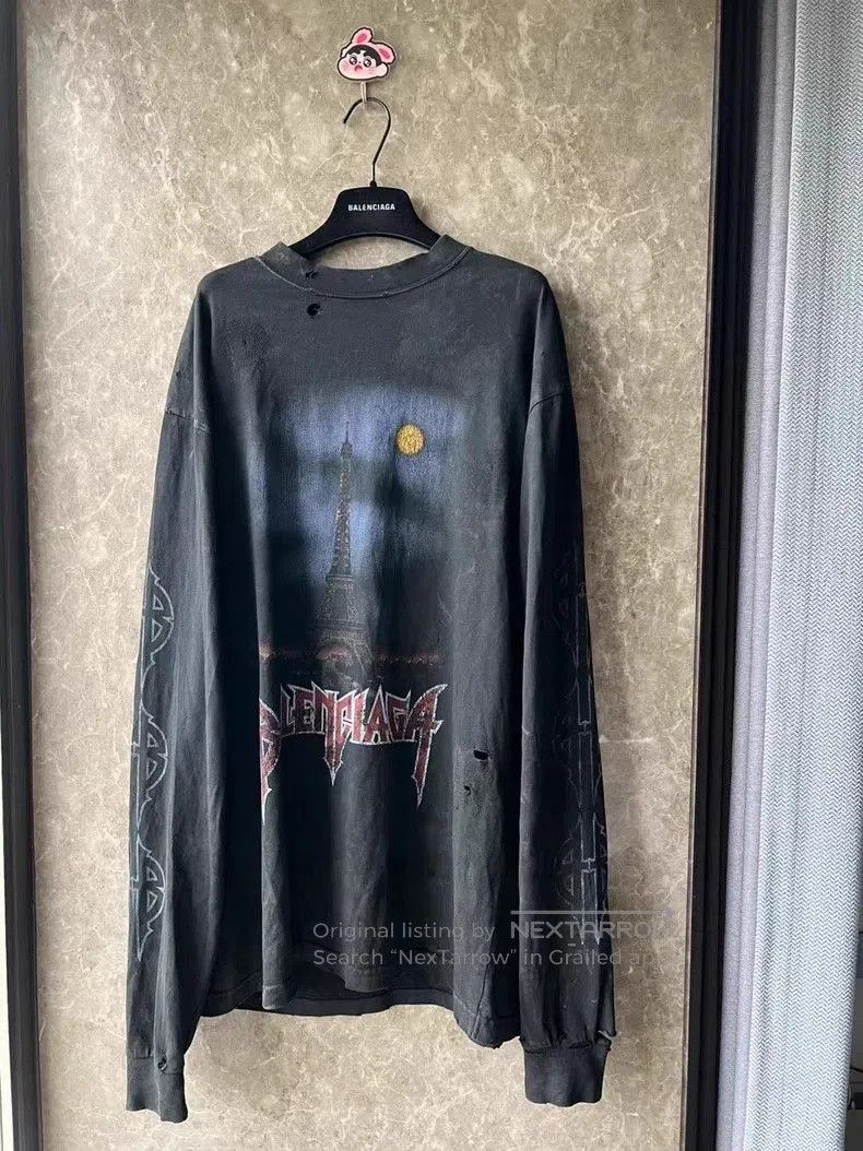 Balenciaga Balenciaga Distressed Eiffel Tower Longsleeve. Size US XXS / EU 40 - 1 Thumbnail