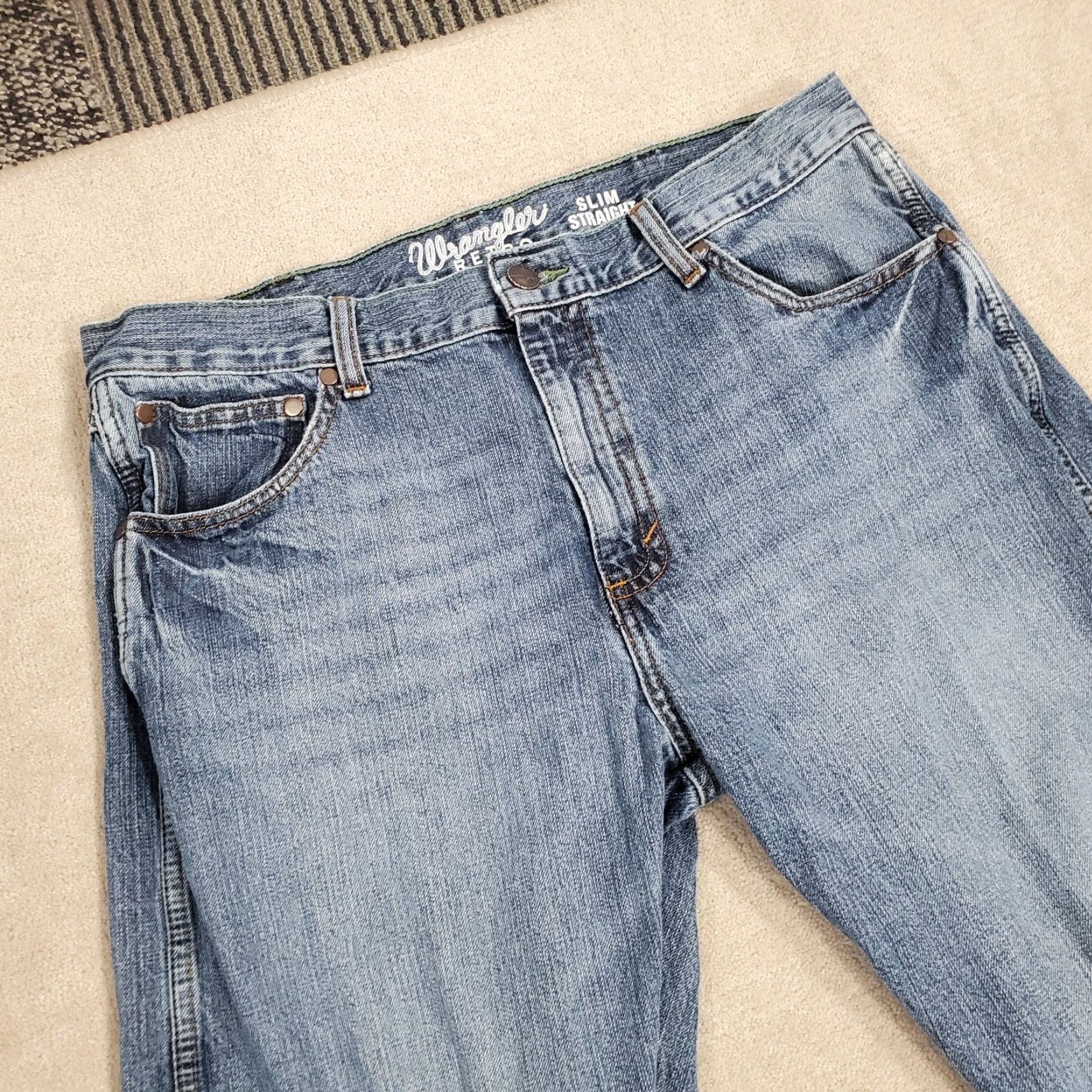 Wrangler Wrangler Retro Jeans Mens 36x32 Blue Slim Straight Leg Faded Medium Wash Western Jeans Mens Slim Western Blue 36x32 Wrangler Retro Size US 36 / EU 52 - 2 Thumbnail