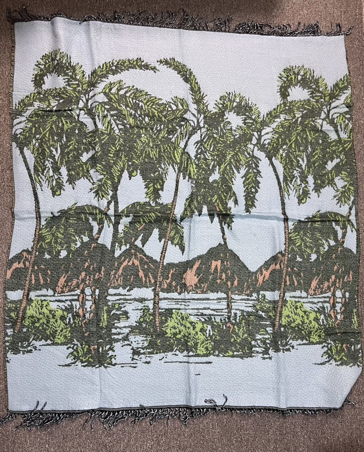 UNBRANDED Stussy‑Style Sky & Island Resort Jacquard Blanket
