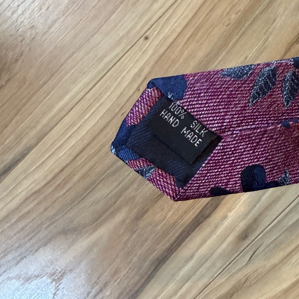 Bruno Piattelli Bruno Piattelli Floral Silk Tie Red Navy 3.25” Handmade Size 26 - 4 Thumbnail