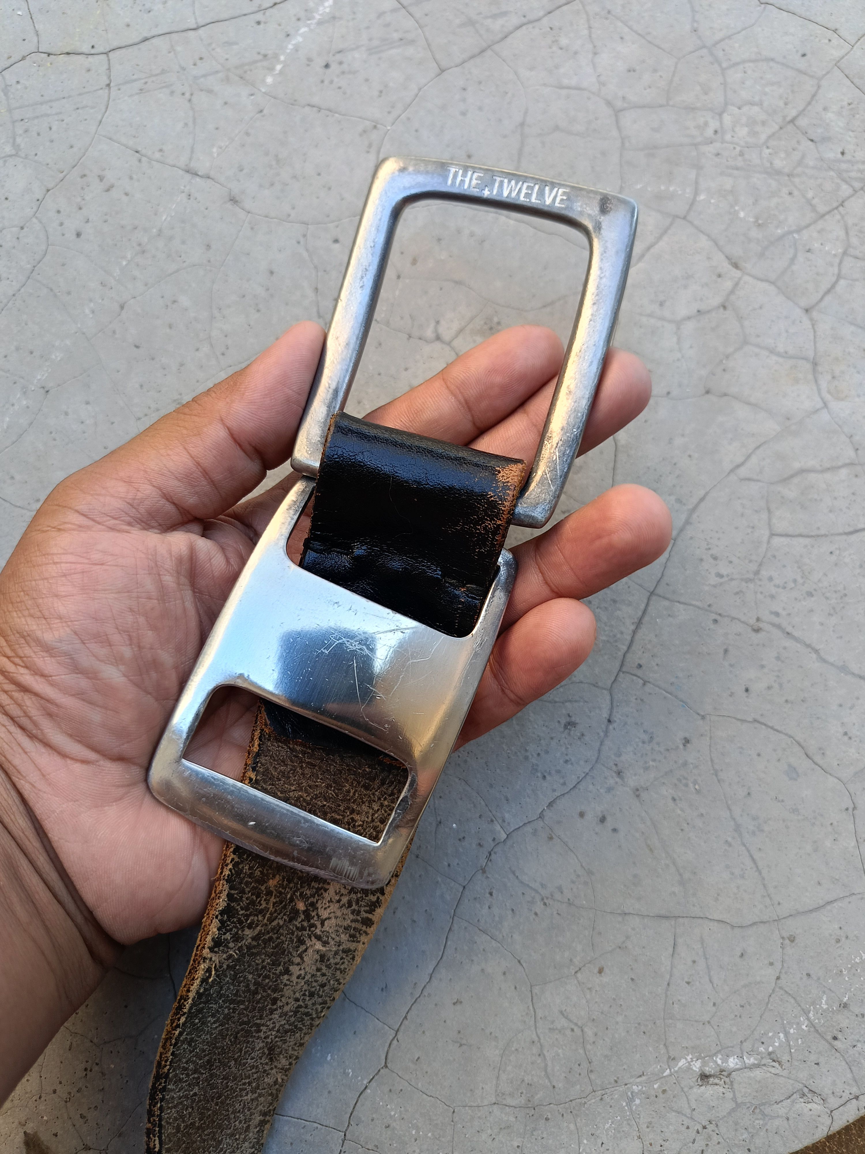 Japanese Brand RARE🔥 THE TWELVE DOUBLE BUCKLE VINTAGE LEATHER BELT Size ONE SIZE - 5 Thumbnail