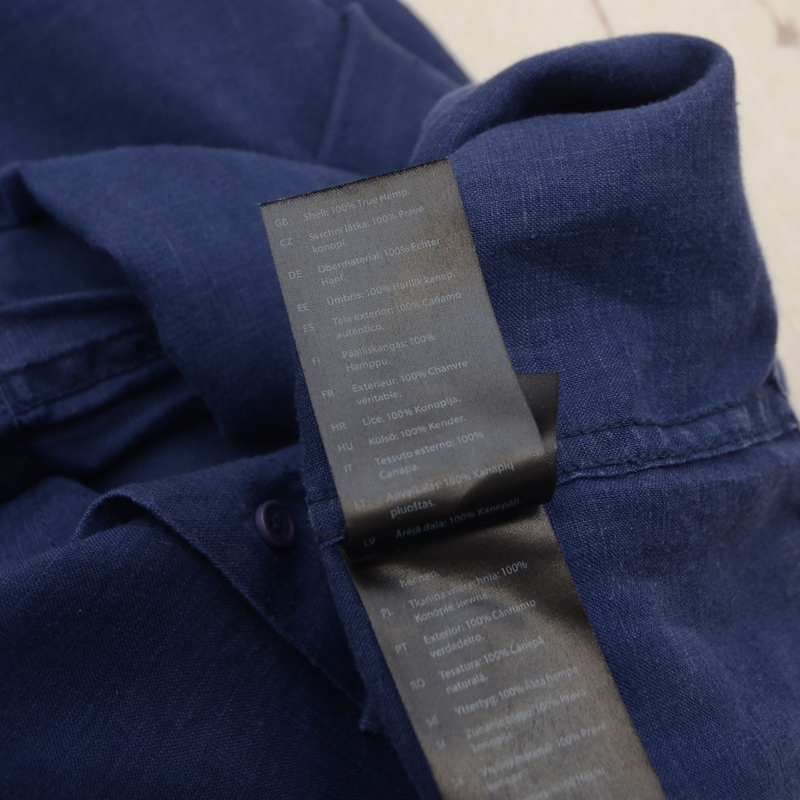 Cos COS Mandarin Collar Hemp Shirt Navy Blue Size S Sustainable Size US S / EU 44-46 / 1 - 9 Thumbnail