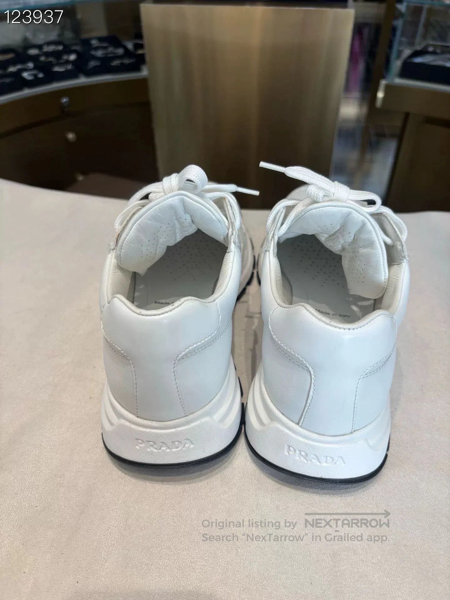 Prada Prada Triangle Logo Leather White Sneakers. Size US 6.5 / EU 39-40 - 5 Thumbnail