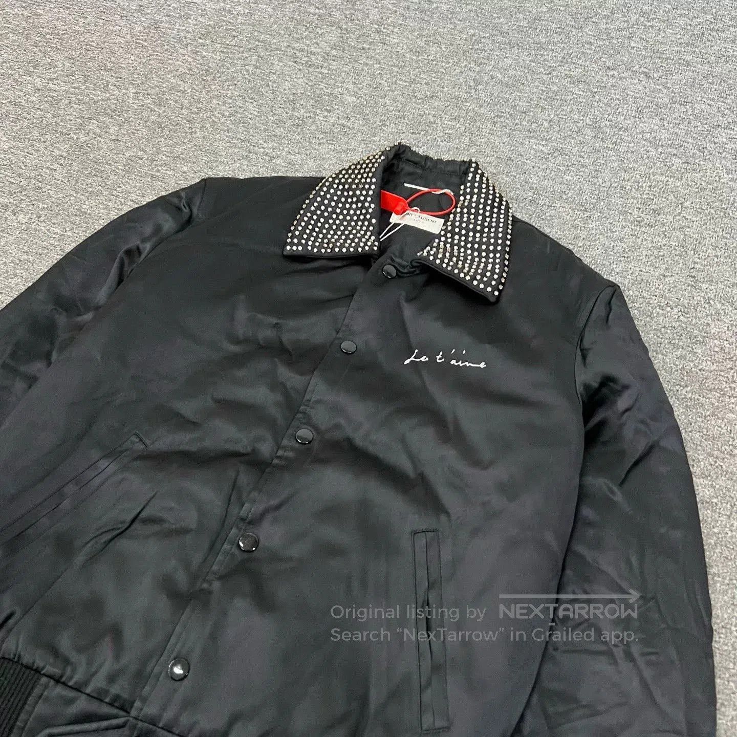 Saint Laurent Paris Saint Laurent Rhinestone Lapel Satin Baseball Jacket. Size US S / EU 44-46 / 1 - 6 Thumbnail