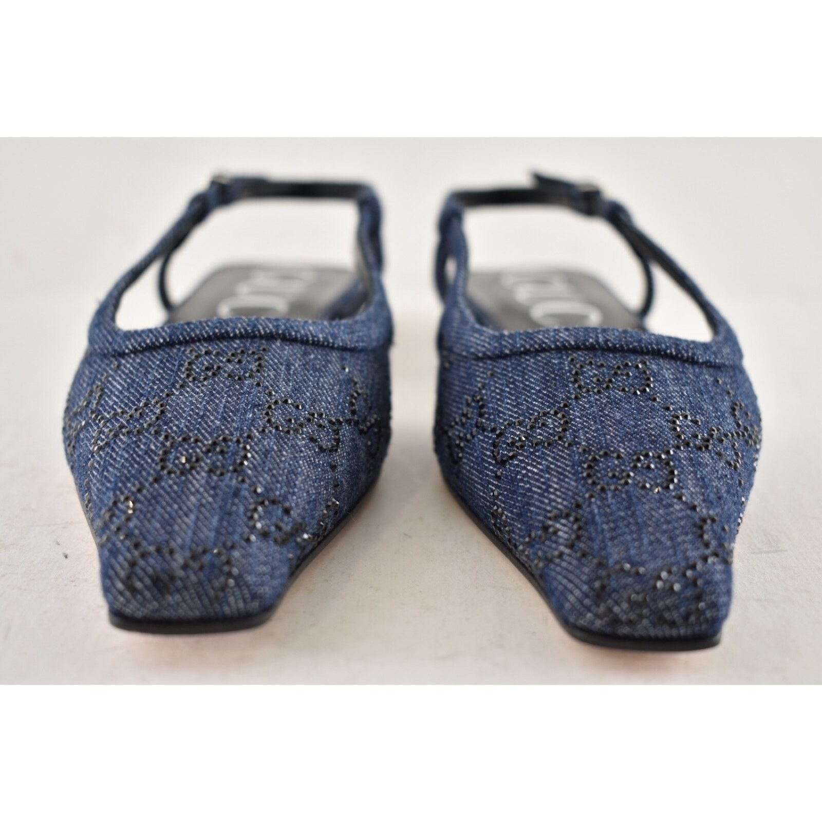 Gucci Gucci Demi Denim Blue Black Crystal Slingback Ballerina Size US 6 / IT 36 - 7 Thumbnail